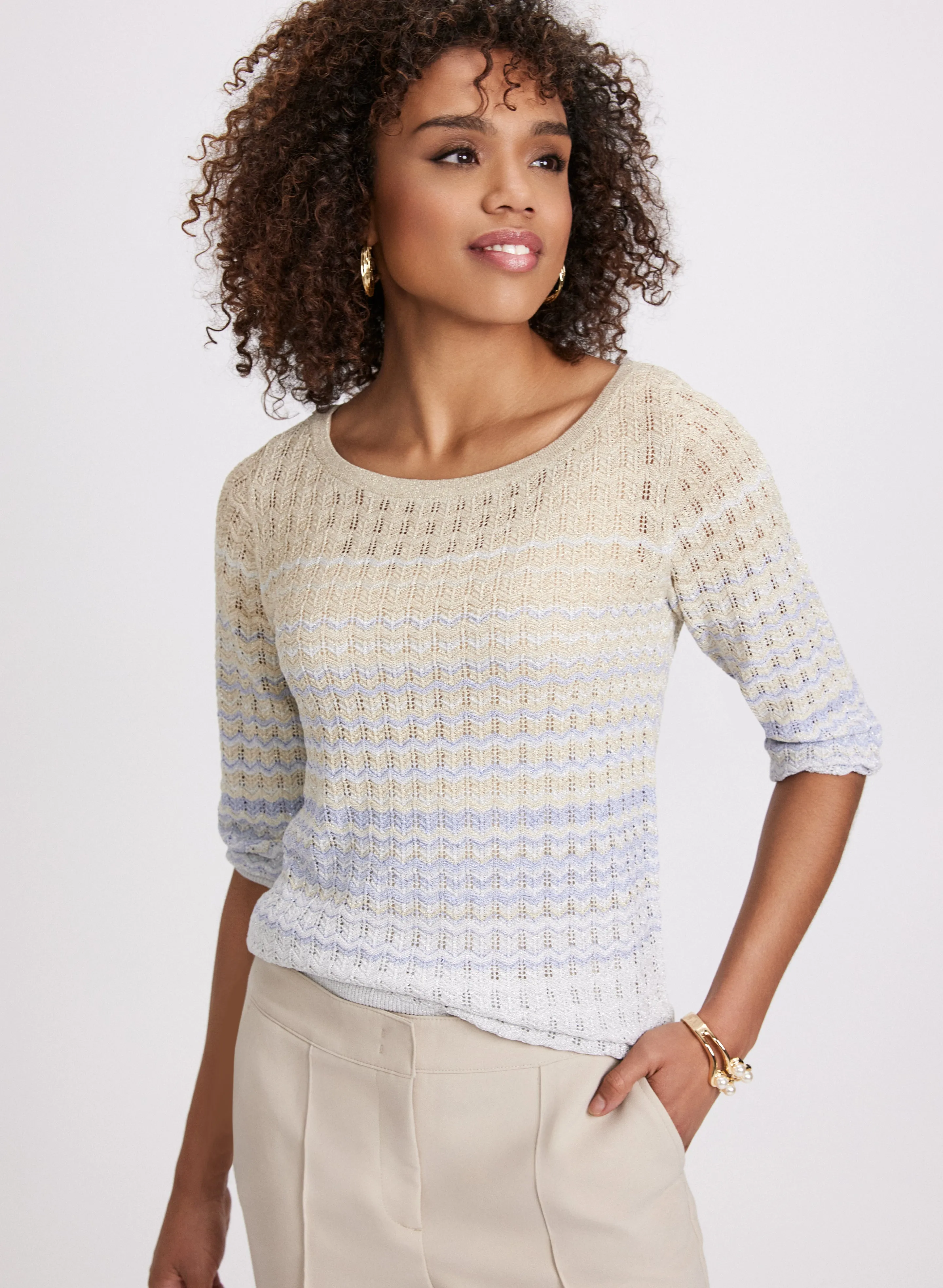 Ombre Open Knit Sweater sold by Laura