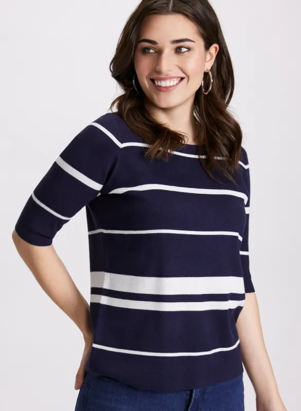 Stripe Print Knit Pullover sold by Laura