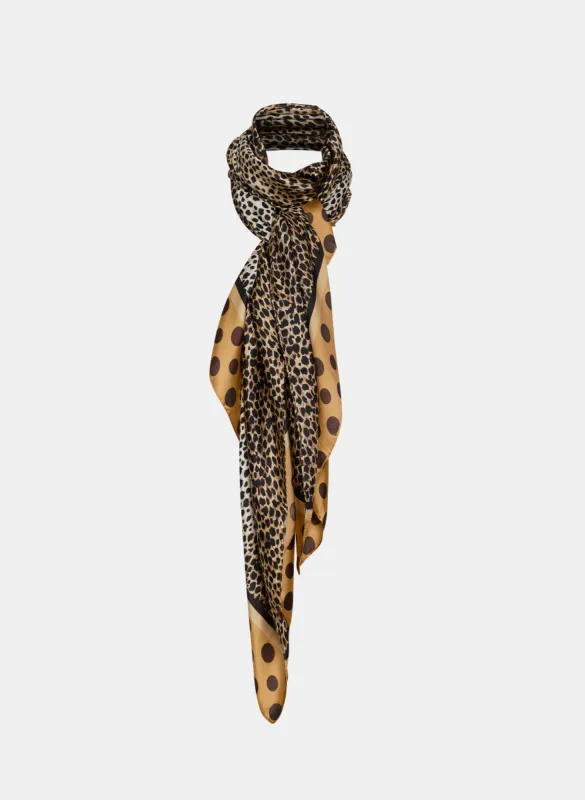 Mixed Leopard Print Scarf sold by Laura