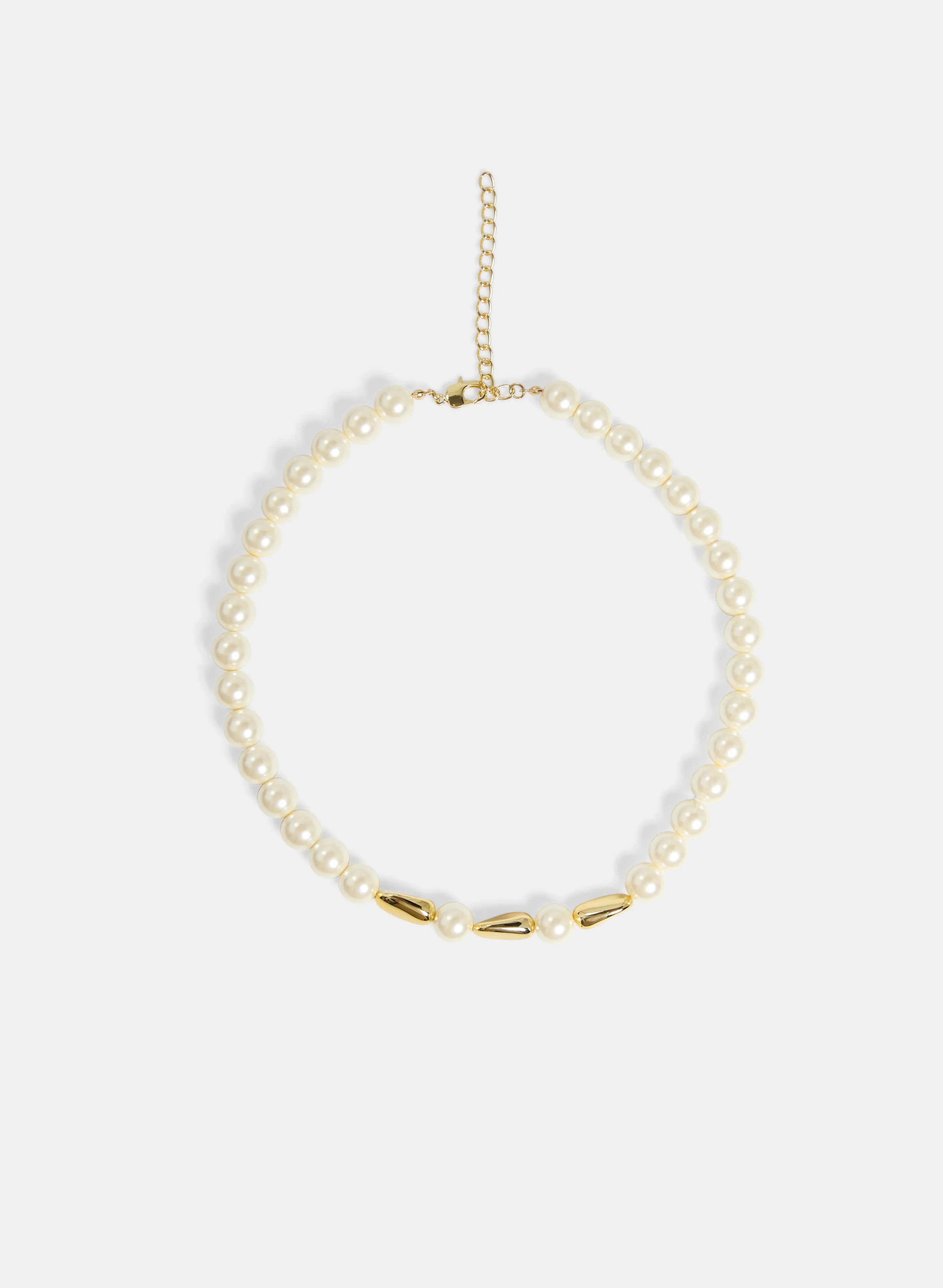 Metallic Bead & Pearl Necklace sold by Laura