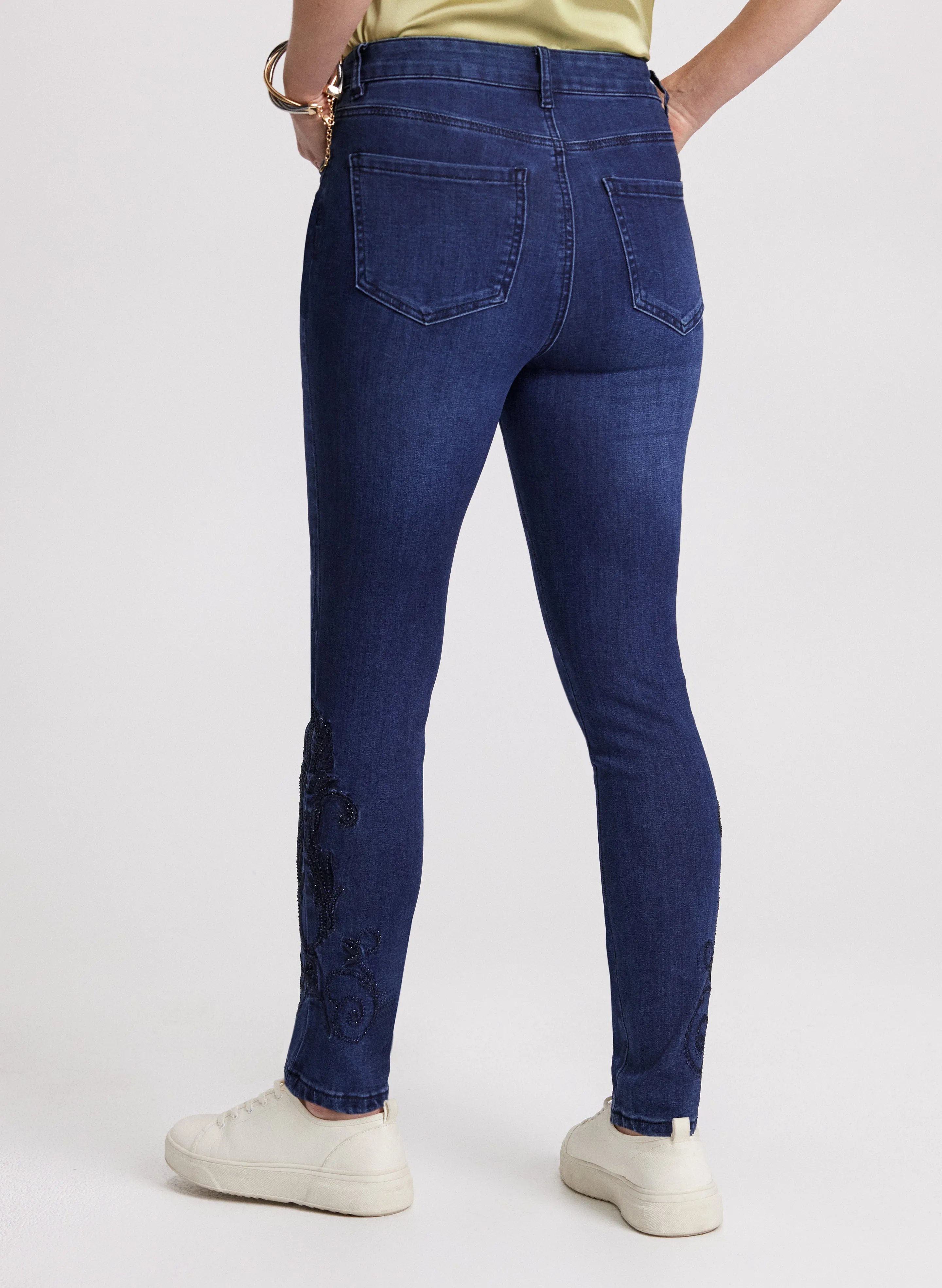 Embroidered Hem Slim Leg Jeans sold by Laura product image thumbnail 5