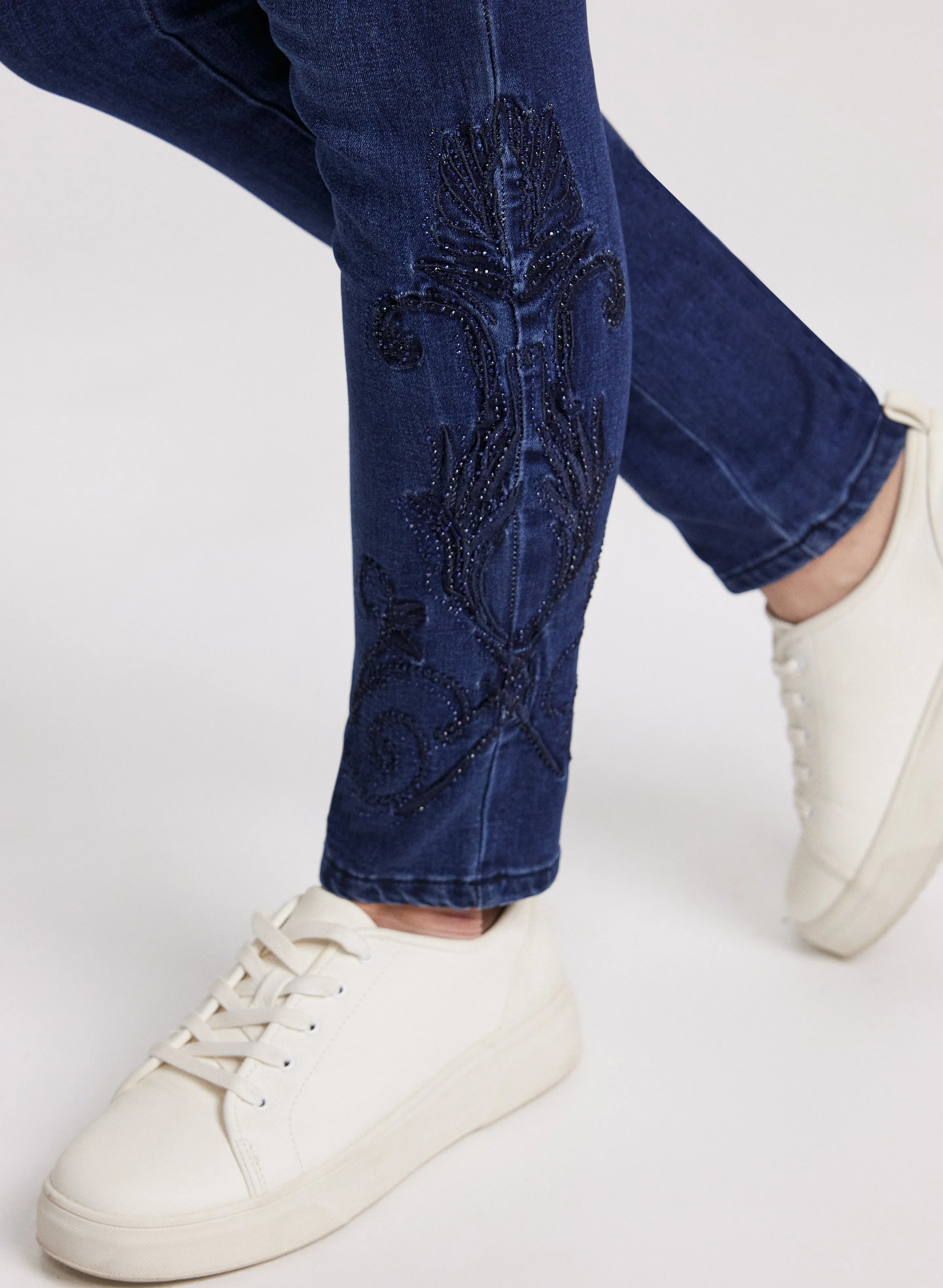 Embroidered Hem Slim Leg Jeans sold by Laura product image thumbnail 2