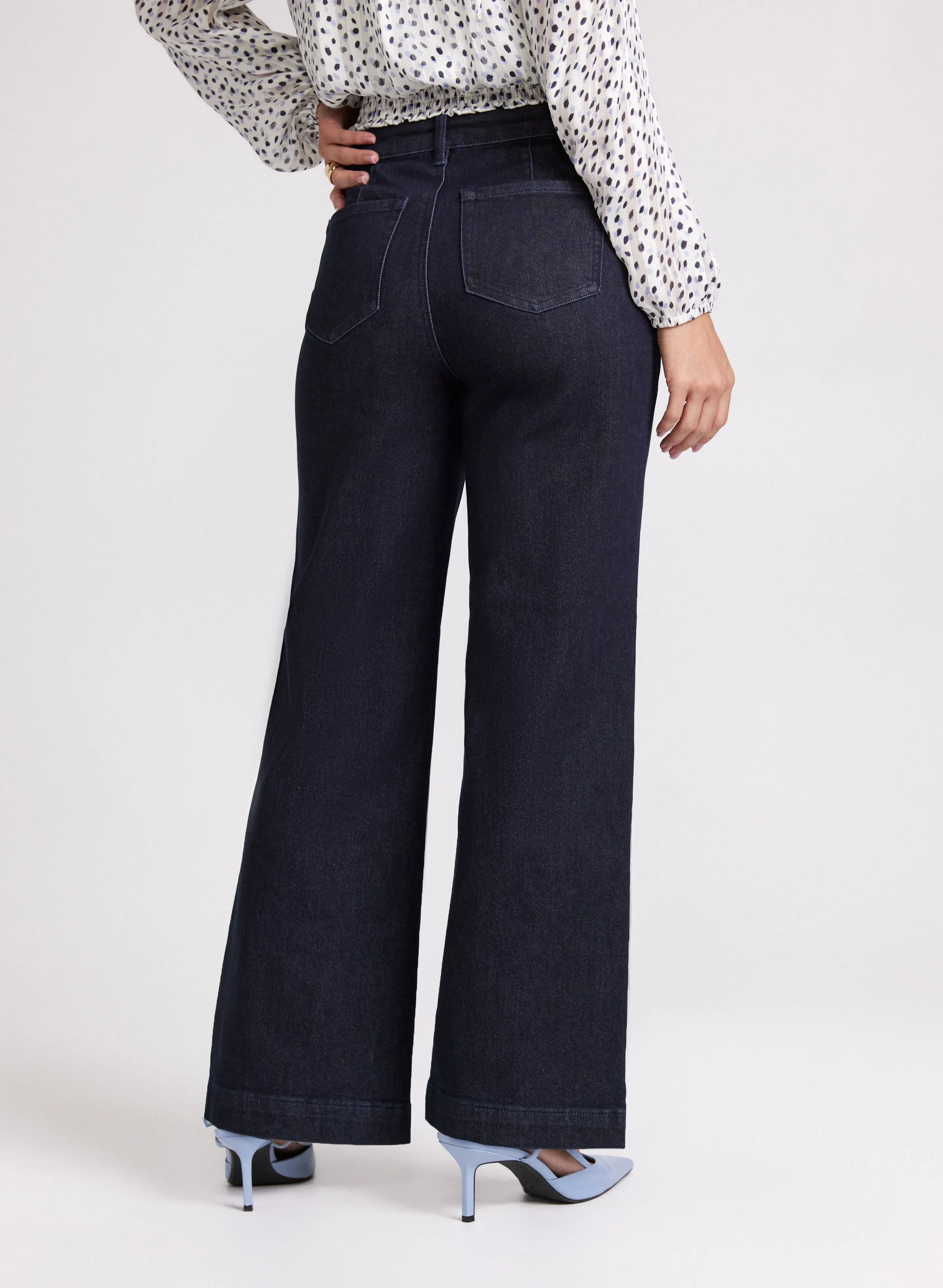 Embossed Button Wide-Leg Jeans sold by Laura product image thumbnail 5