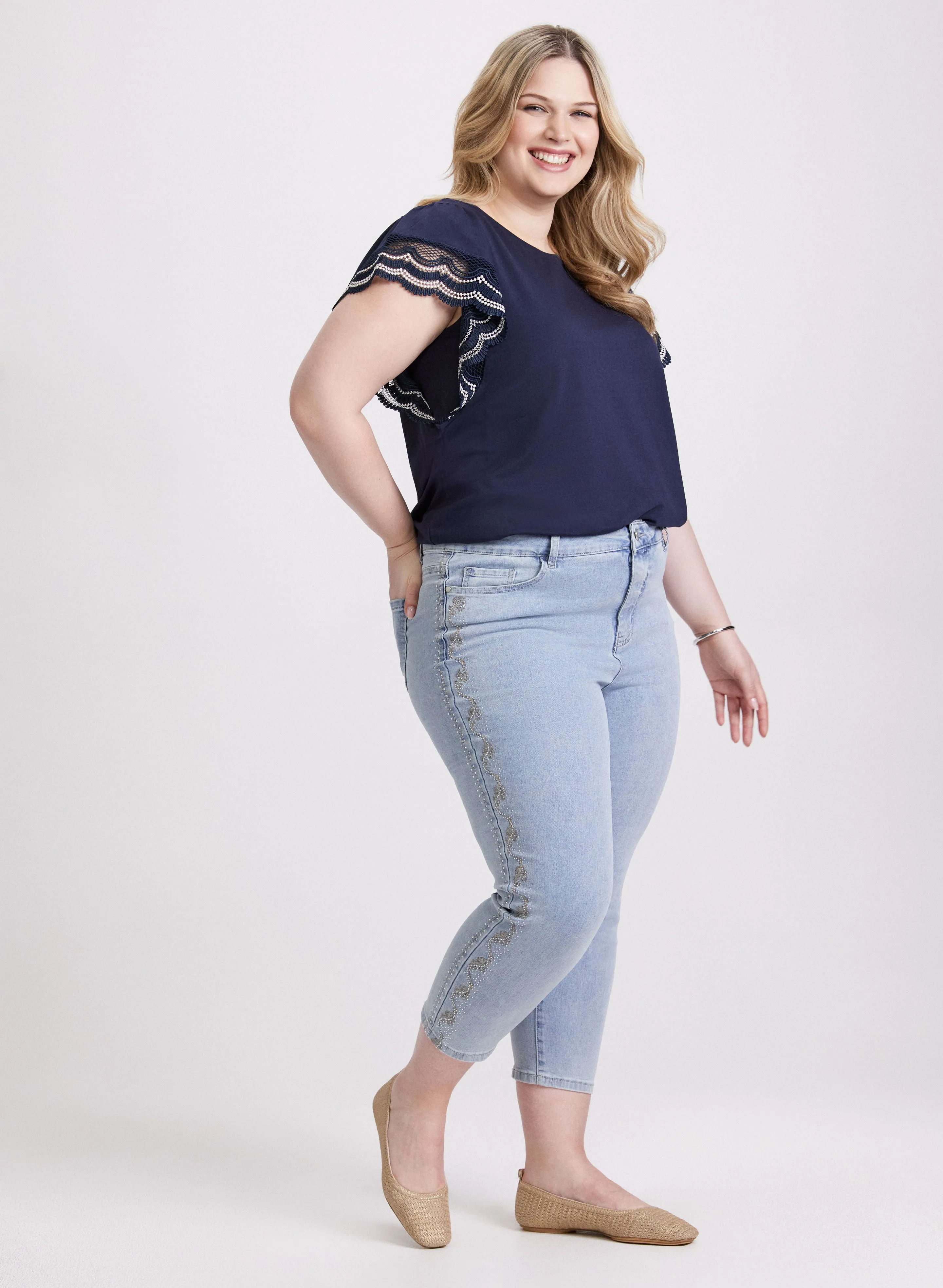 Stone Embellished Straight-Leg Jeans sold by Laura product image thumbnail 4