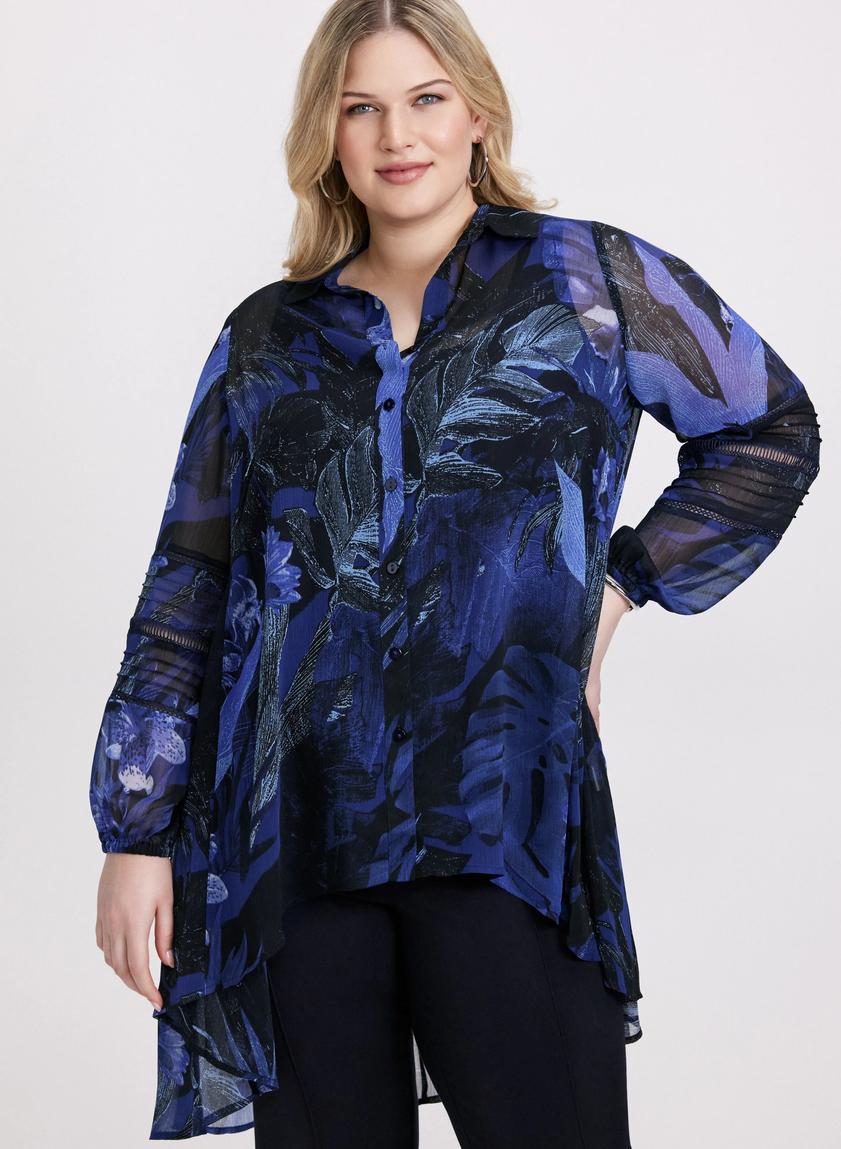 Button Down Semi-Sheer Blouse sold by Laura