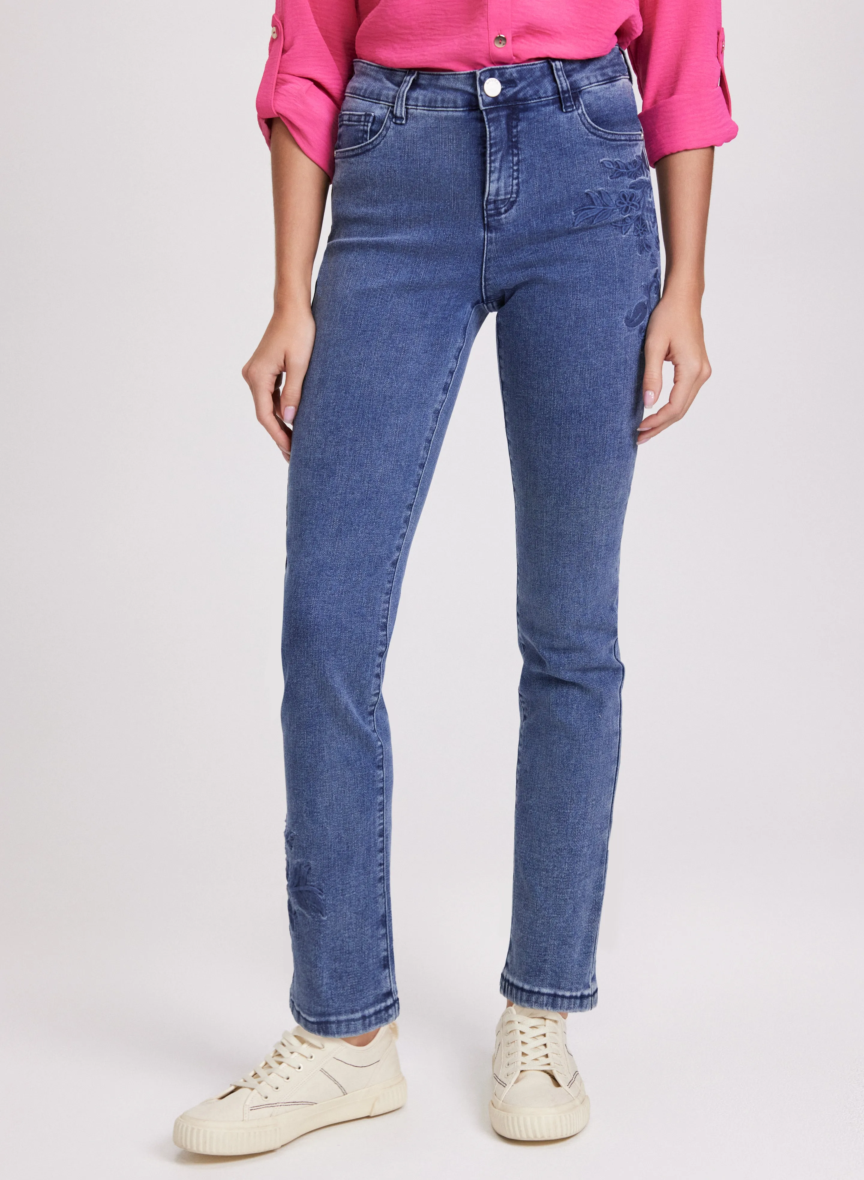 Floral Embroidered Straight-Leg Jeans sold by Laura
