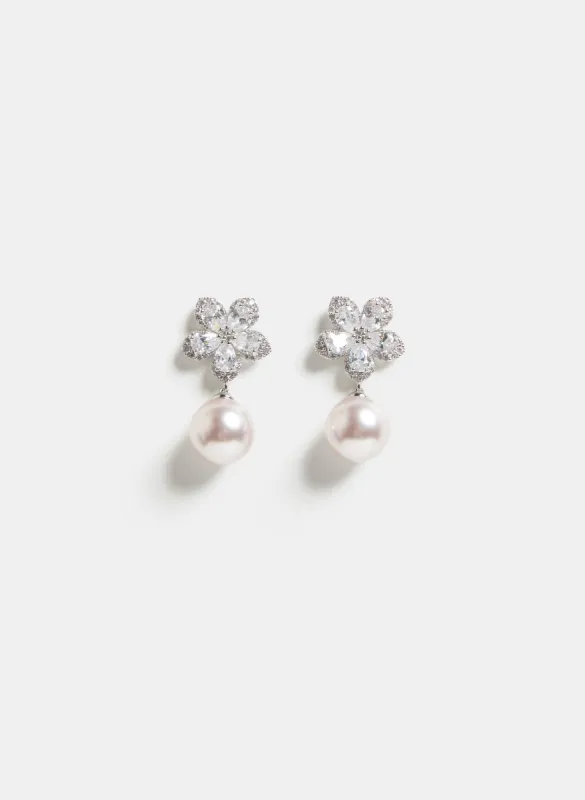 Crystal & Pearl Earrings sold by Laura