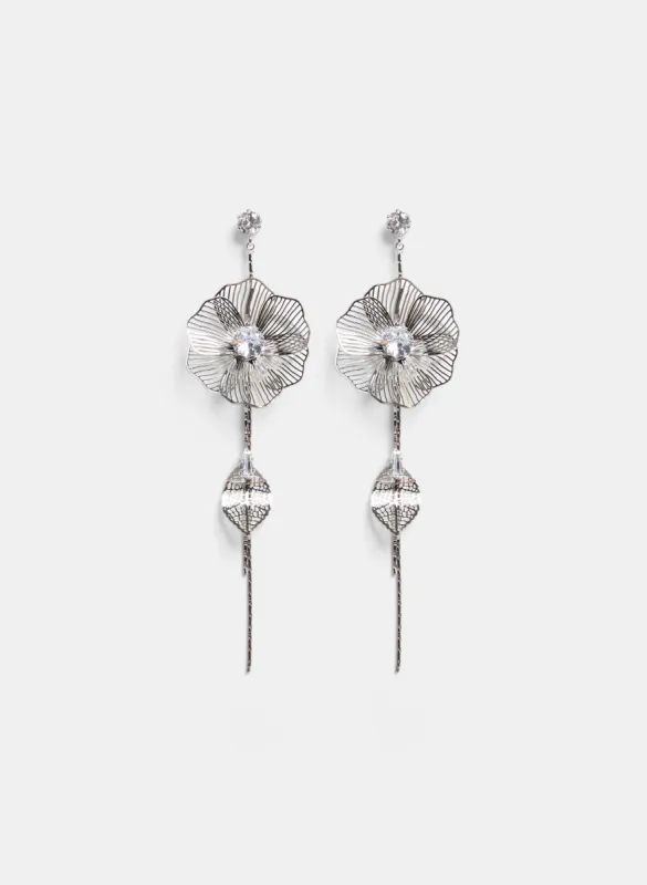 Metallic Flower Drop Earrings sold by Laura