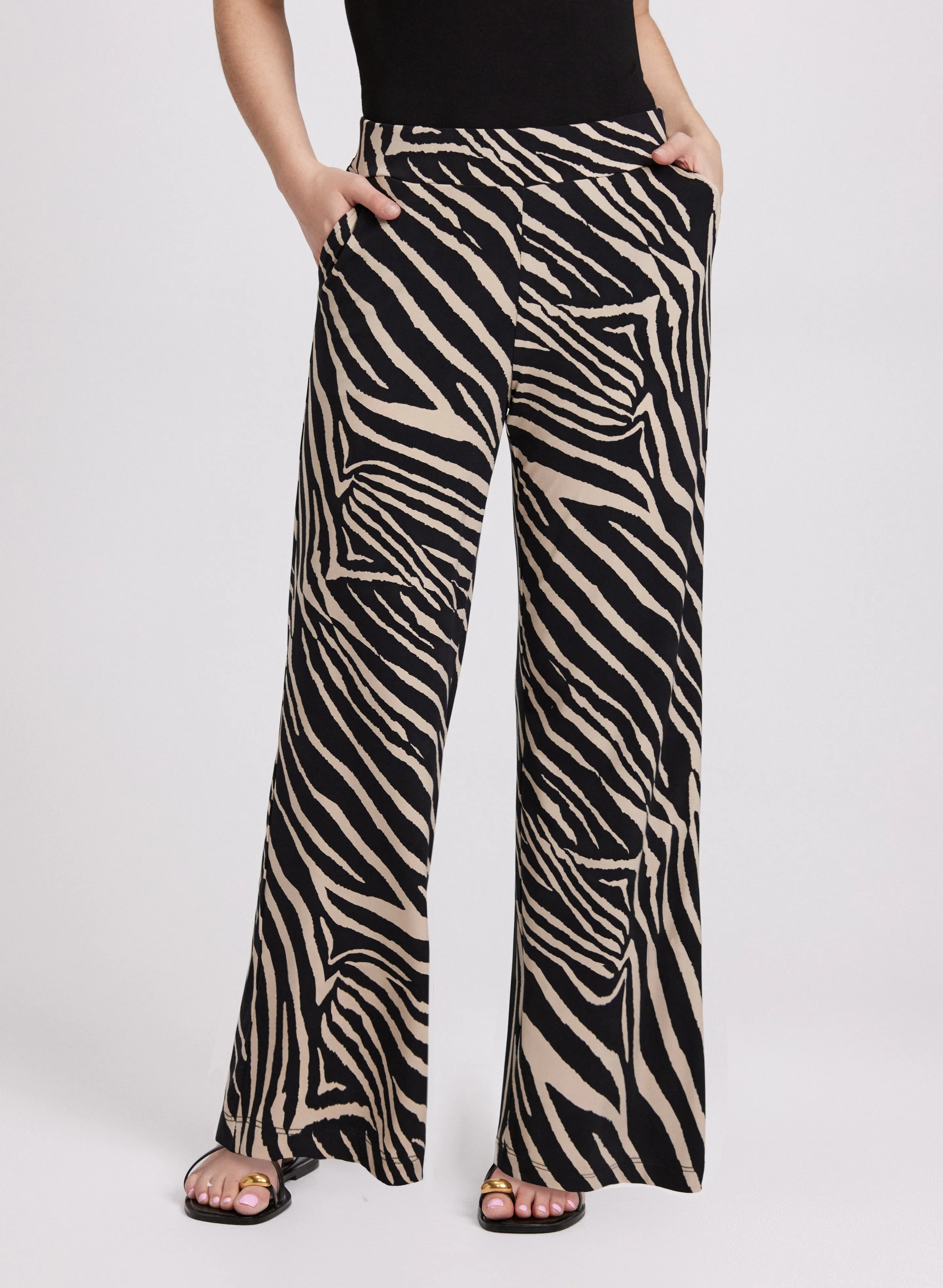 Olivia Zebra Print Wide-Leg Pants sold by Laura