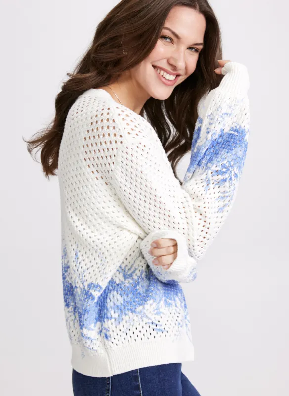 Printed Open Knit Cardigan sold by Laura