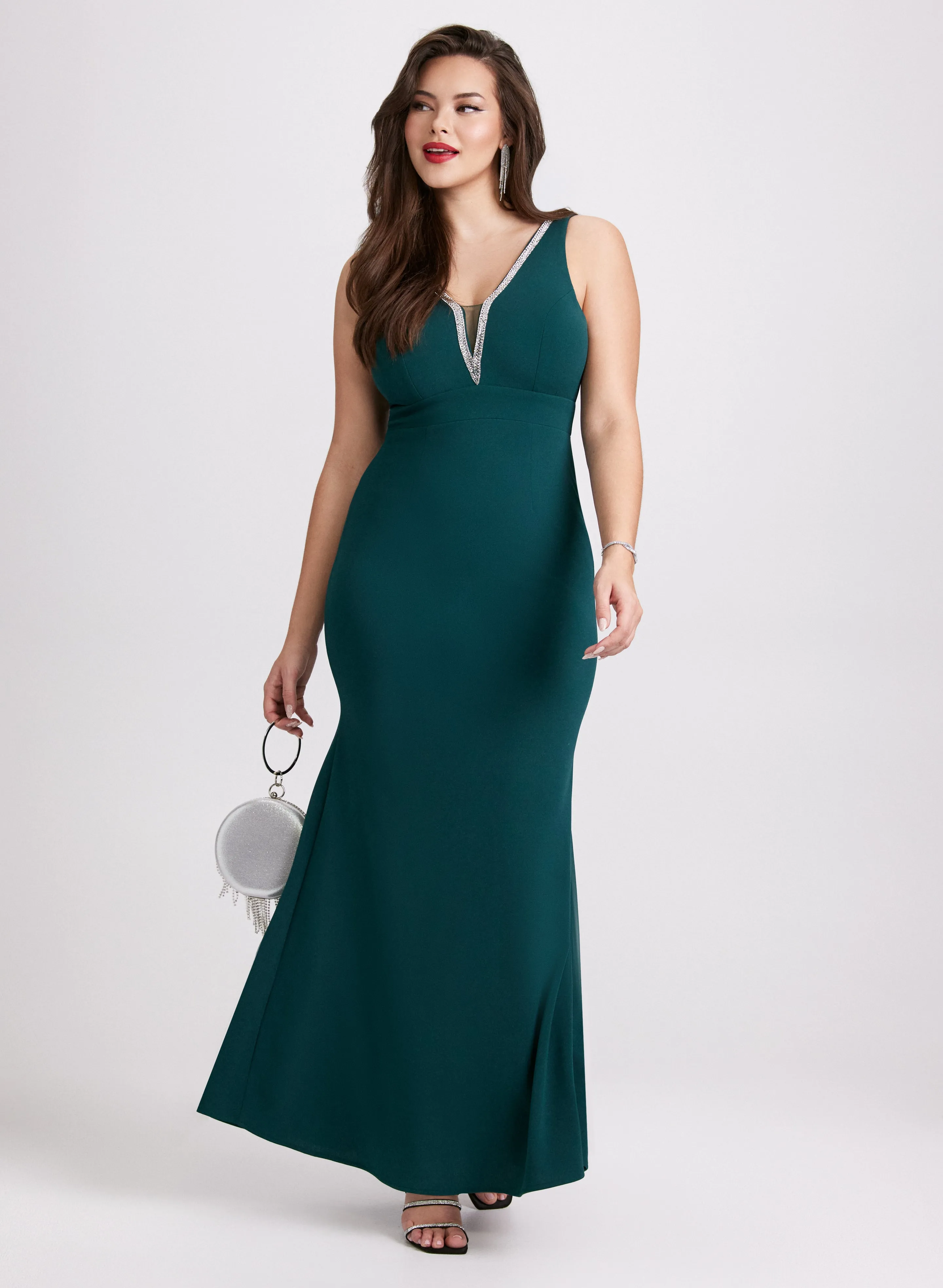 Rhinestone Embellished Maxi Dress sold by Laura