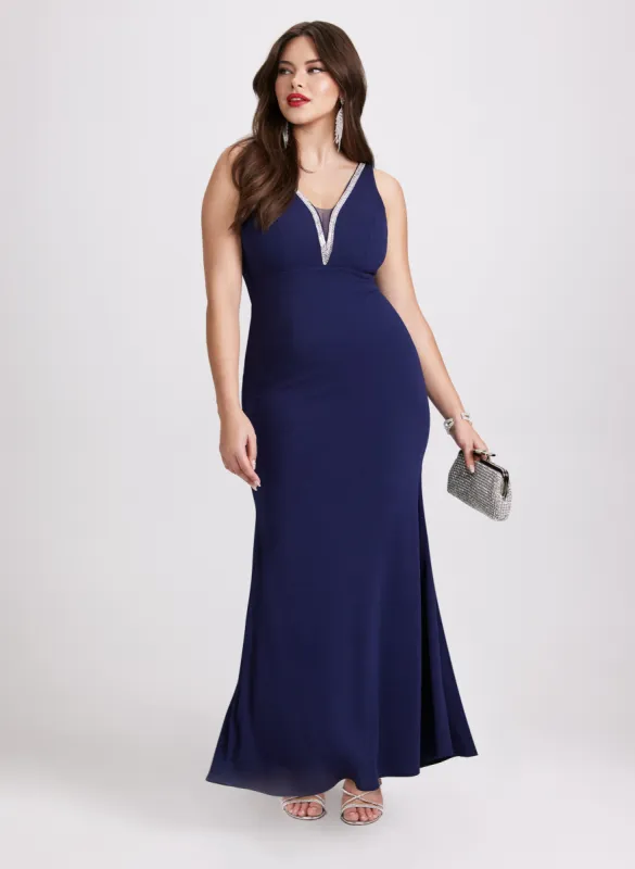 Rhinestone Embellished Maxi Dress sold by Laura