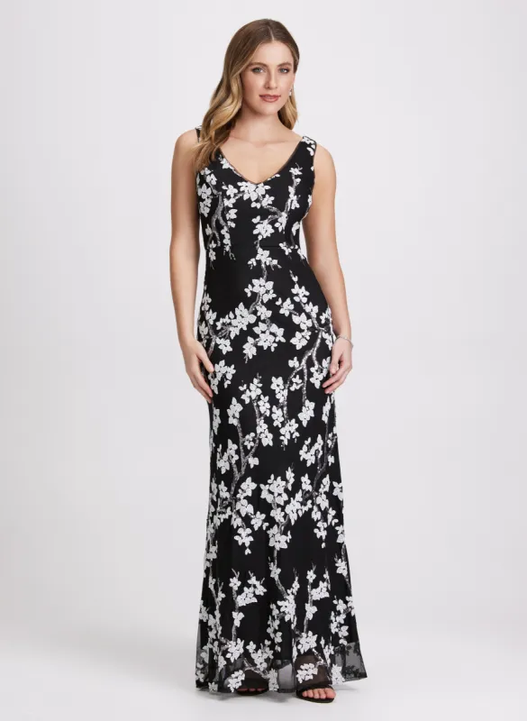 Sequined Floral Maxi Dress sold by Laura
