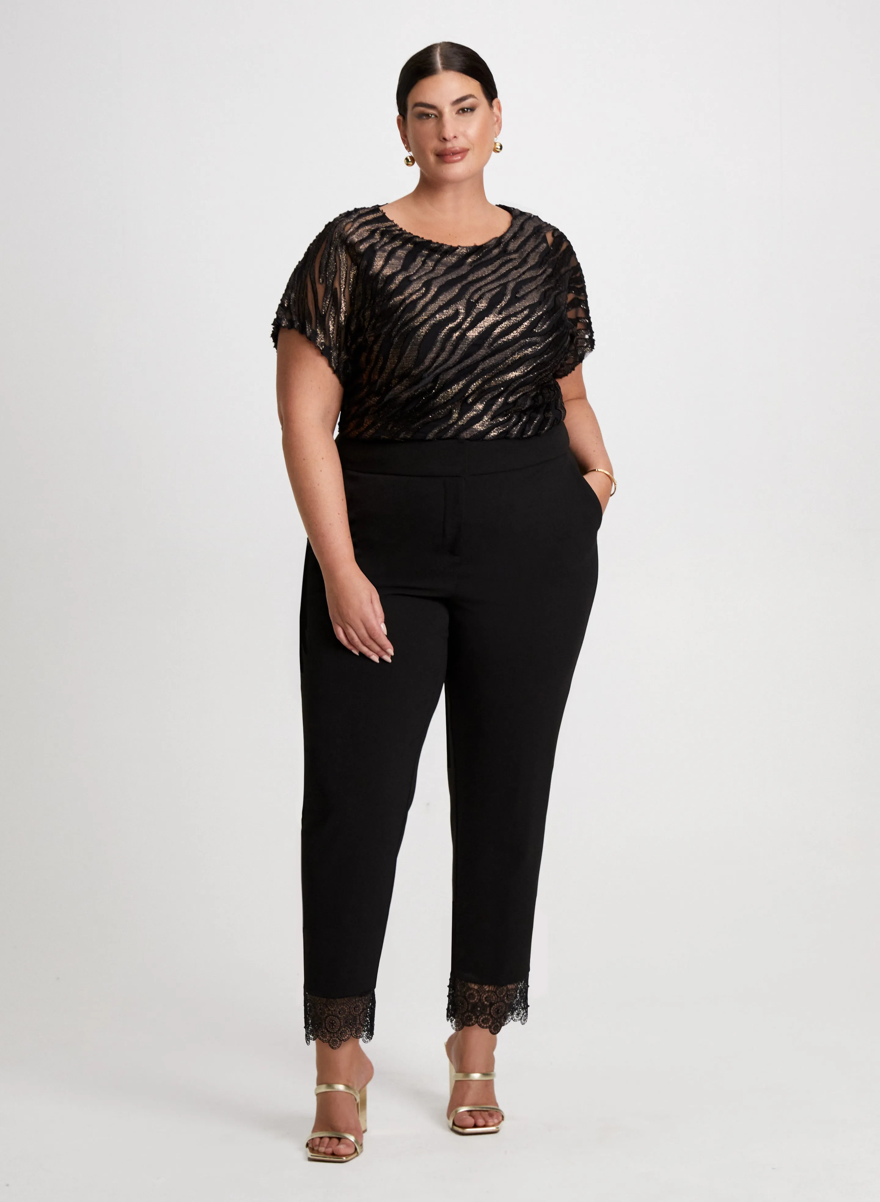 Zebra Print Top & Lace Trim Pants sold by Laura