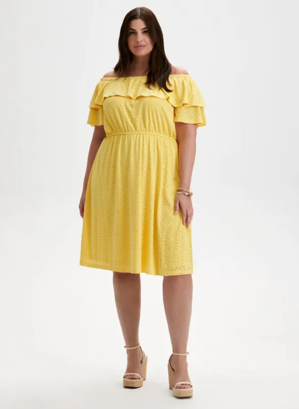 Off The Shoulder Eyelet Dress sold by Laura