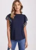 Crochet Trim Cap Sleeve T-Shirt sold by Laura