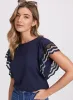 Crochet Trim Cap Sleeve T-Shirt sold by Laura