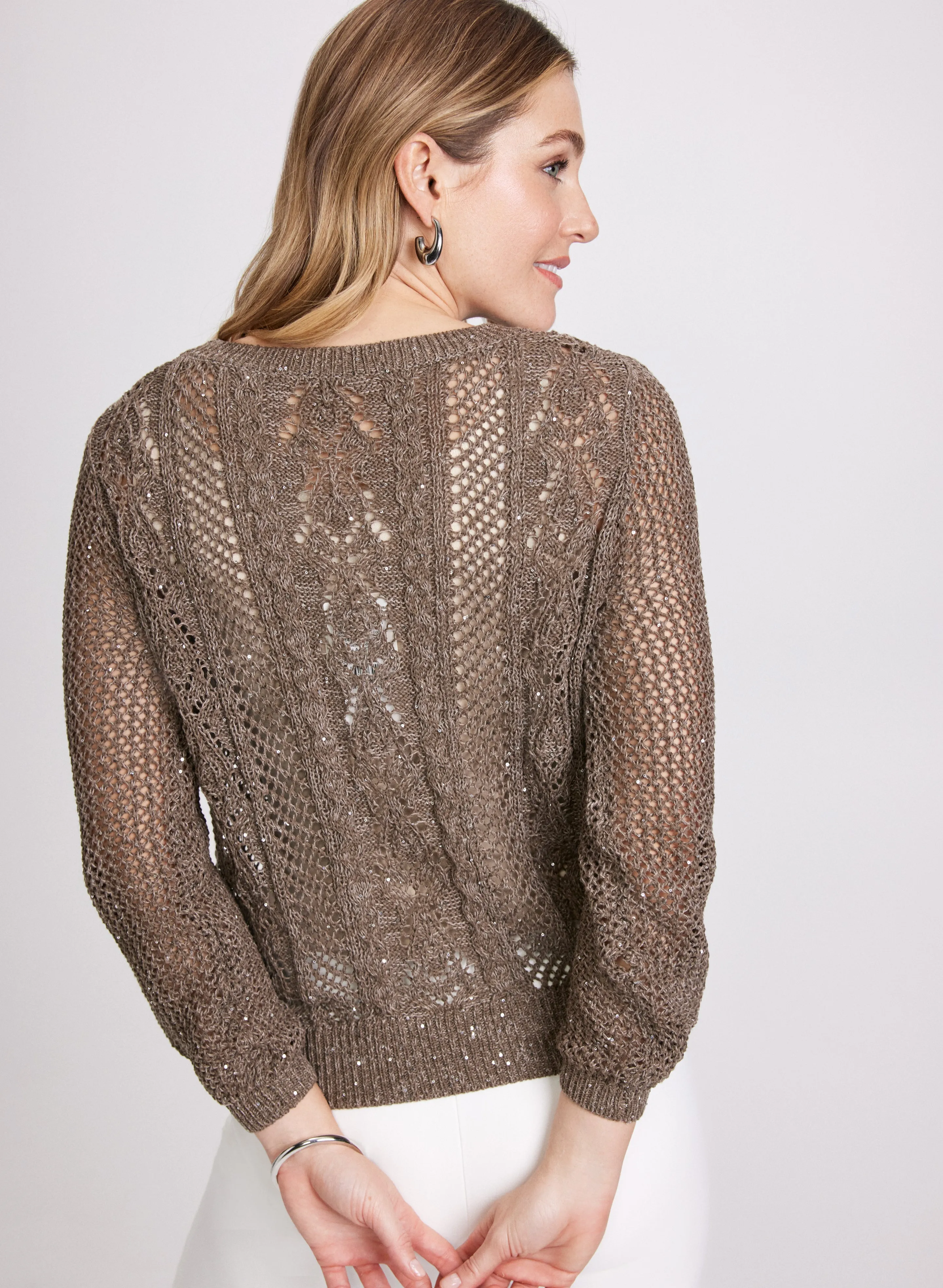 Sequined Open Stitch Sweater sold by Laura product image thumbnail 4
