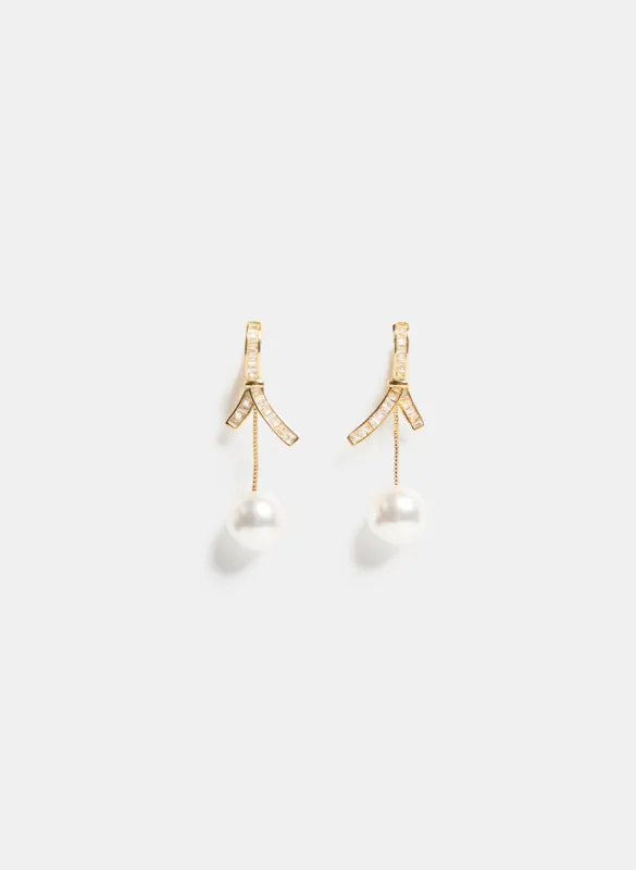 Cubic Zirconia Pearl Drop Earrings sold by Laura
