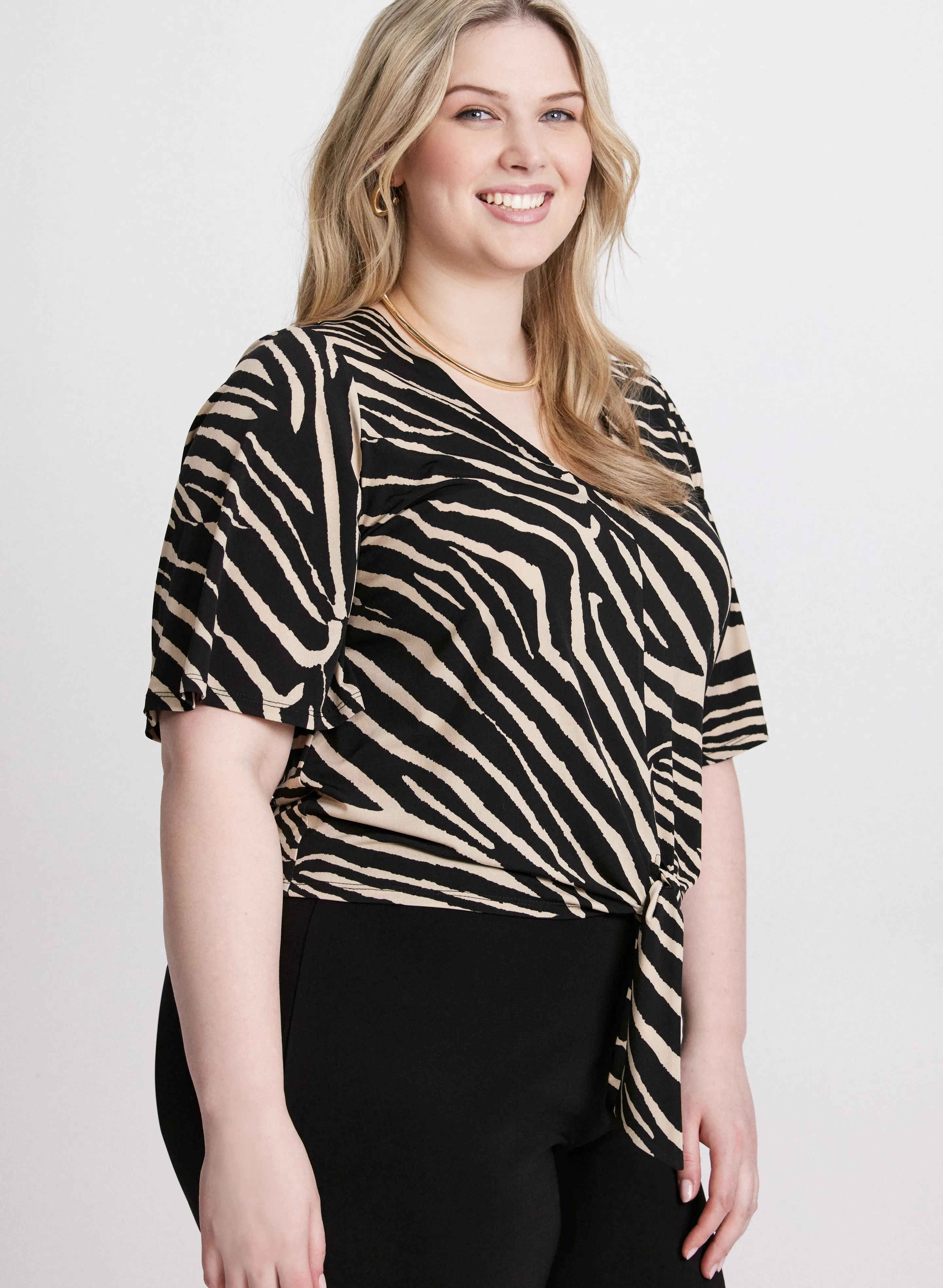 Tied-Hem Zebra Print Top sold by Laura product image thumbnail 2