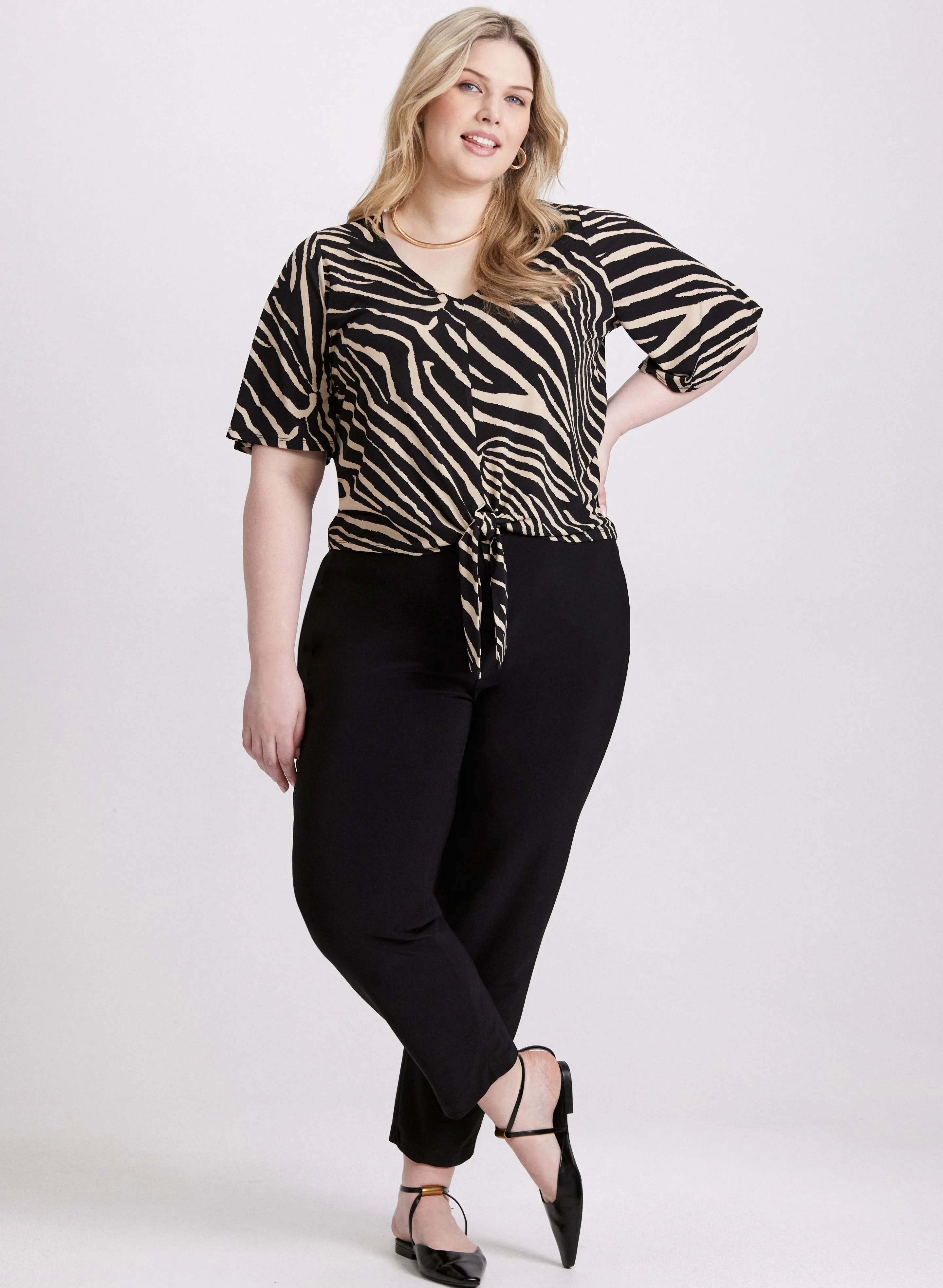 Tied-Hem Zebra Print Top sold by Laura product image thumbnail 3