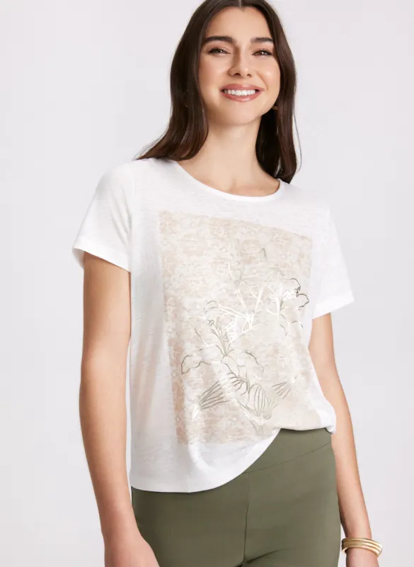 Foiled Floral Print T-Shirt sold by Laura