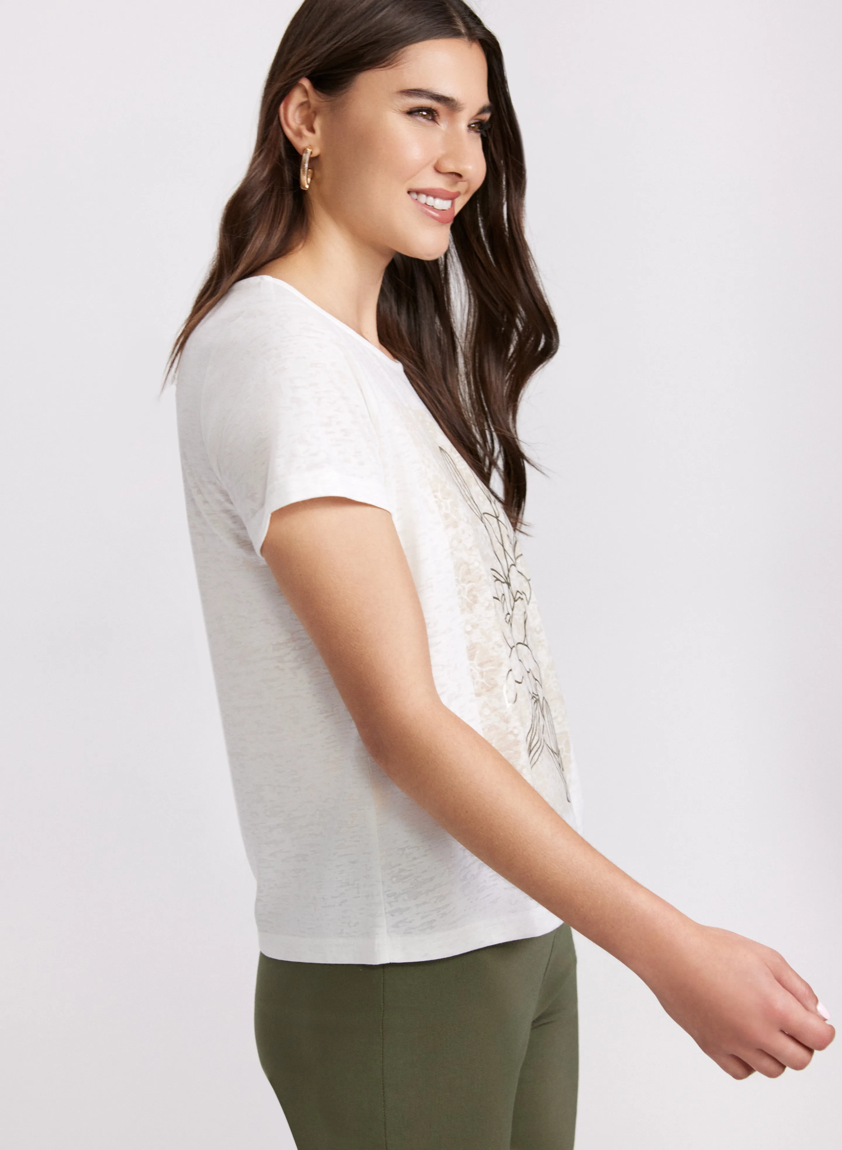 Foiled Floral Print T-Shirt sold by Laura product image thumbnail 2