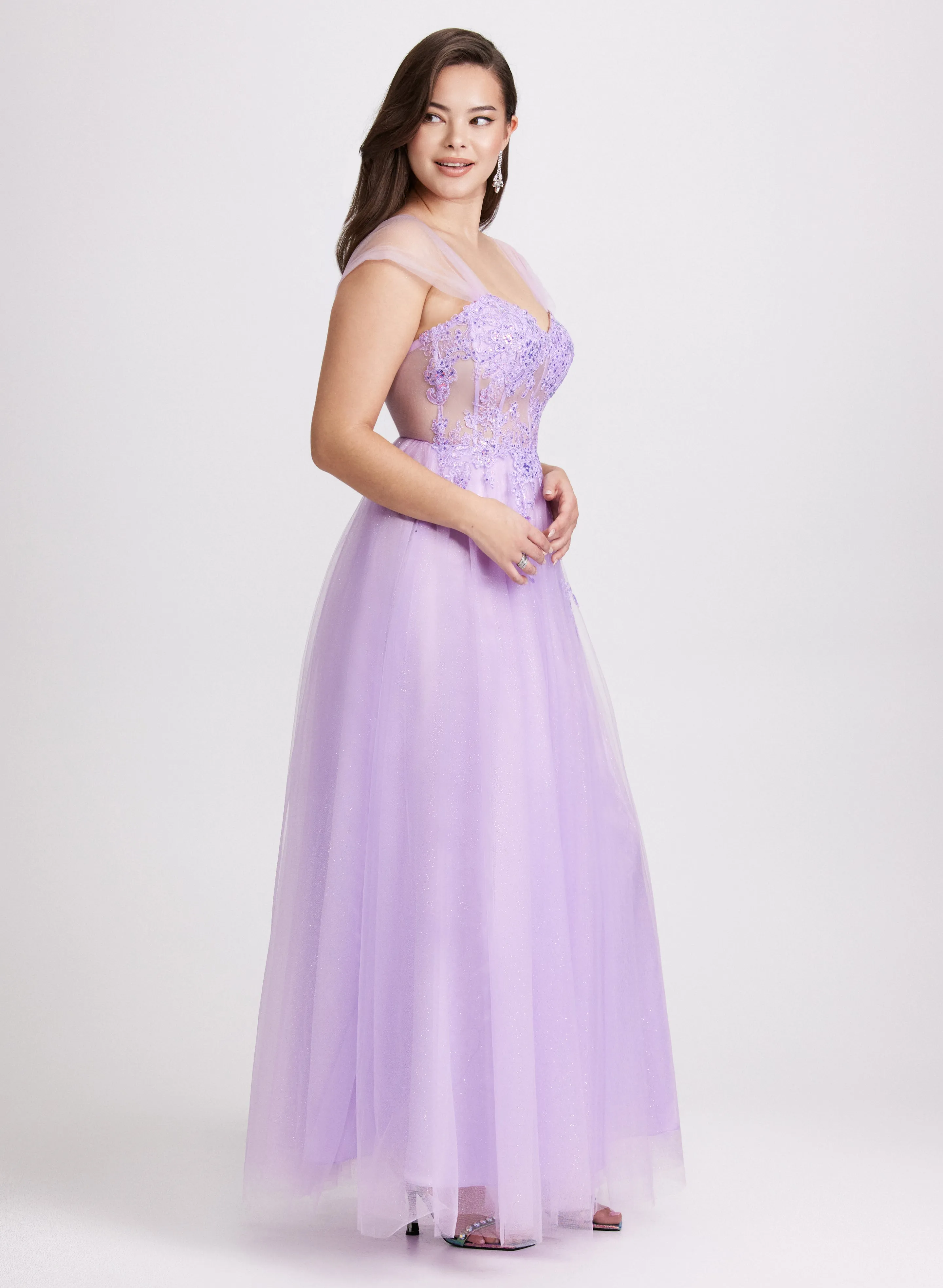 Mesh Floral Bodice Gown sold by Laura product image thumbnail 4