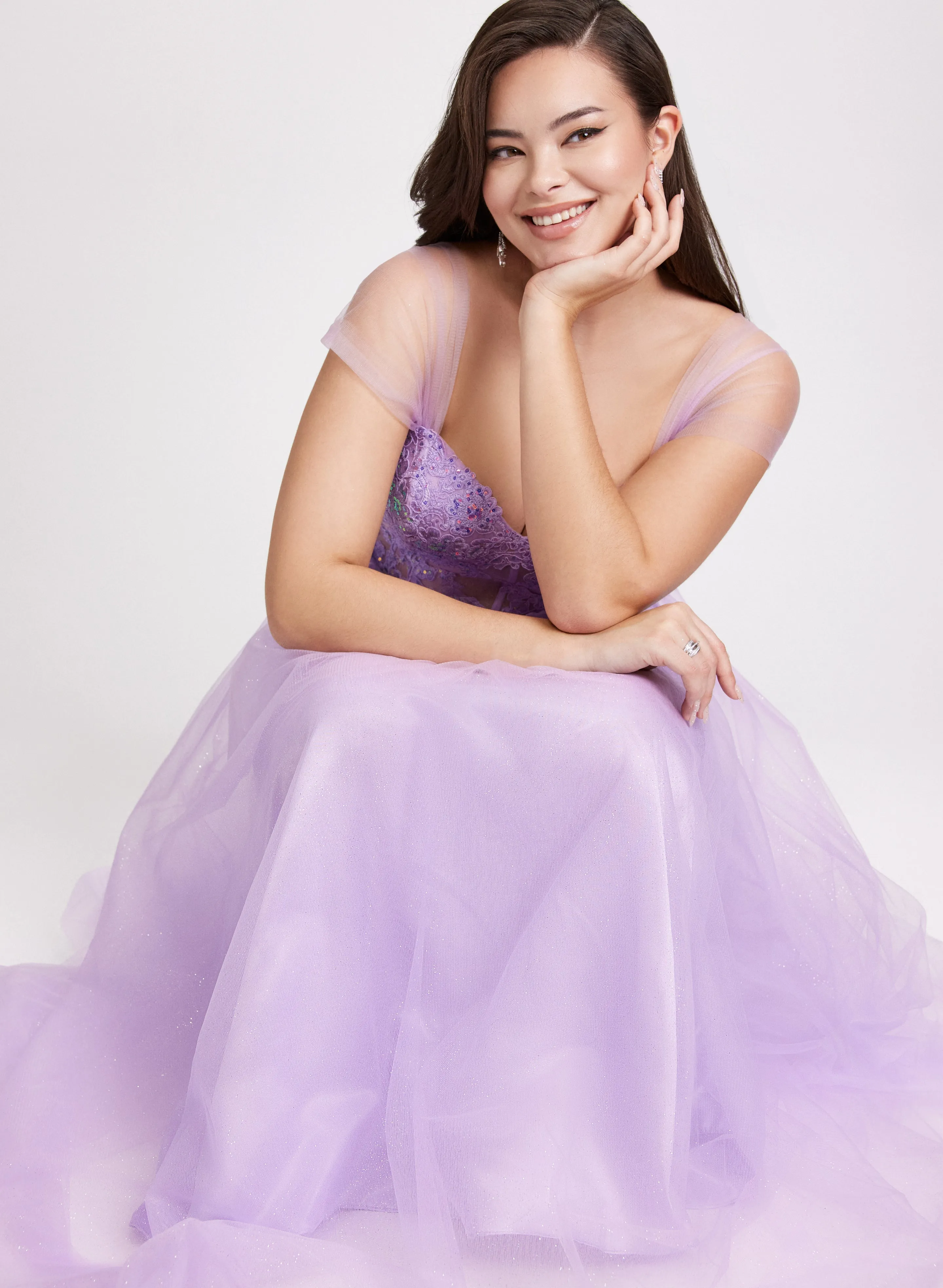 Mesh Floral Bodice Gown sold by Laura product image thumbnail 3