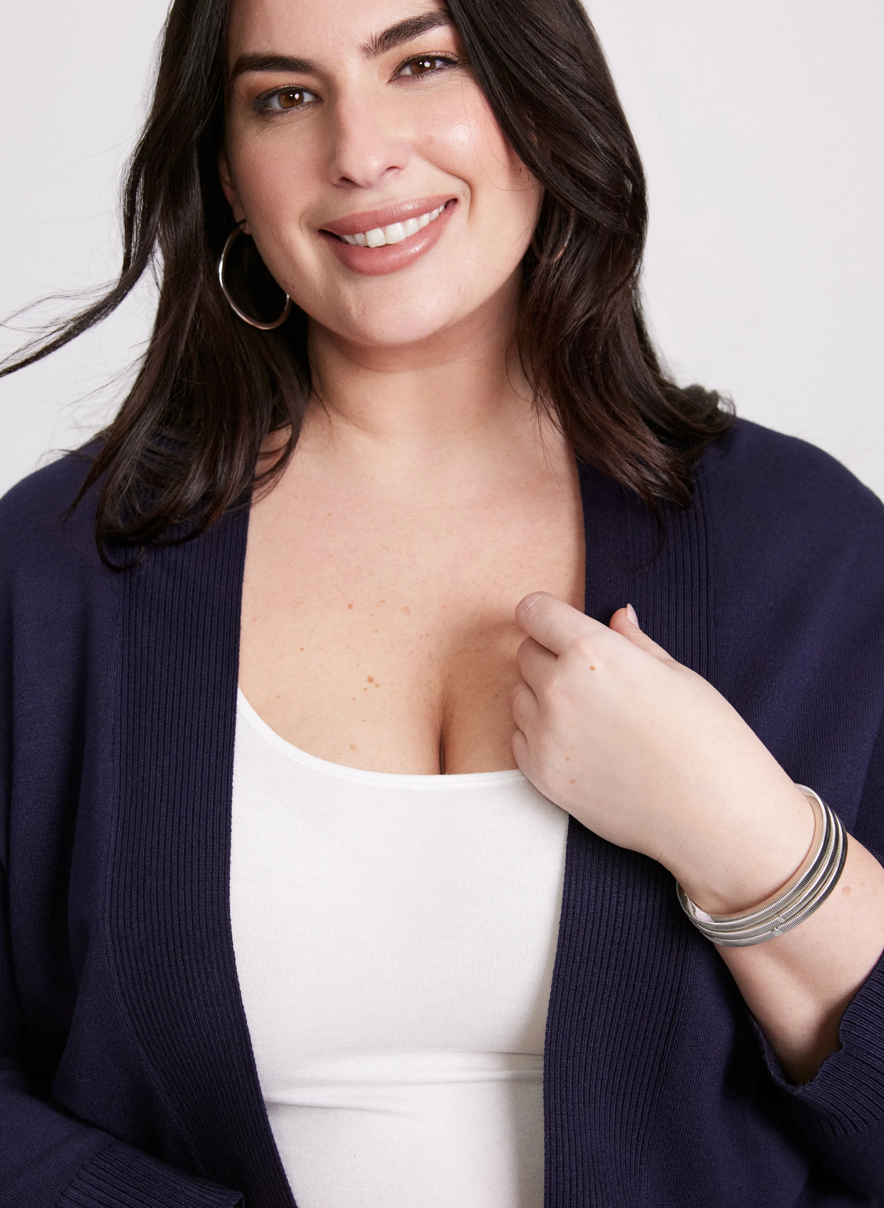 Ribbed Trim Open-Front Cardigan sold by Laura product image thumbnail 5