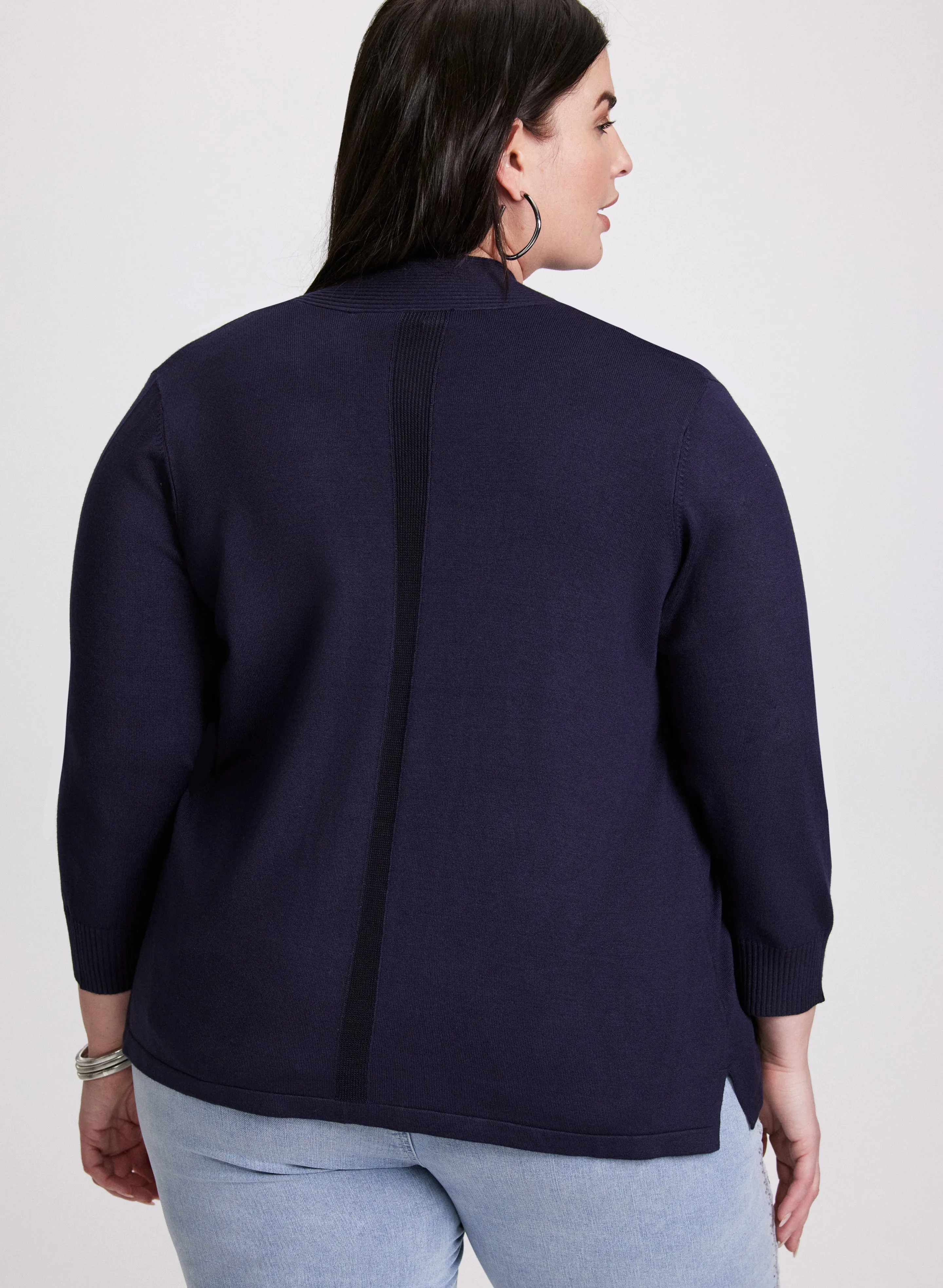 Ribbed Trim Open-Front Cardigan sold by Laura product image thumbnail 4