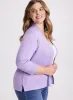Ribbed Trim Open-Front Cardigan sold by Laura