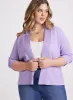 Ribbed Trim Open-Front Cardigan sold by Laura