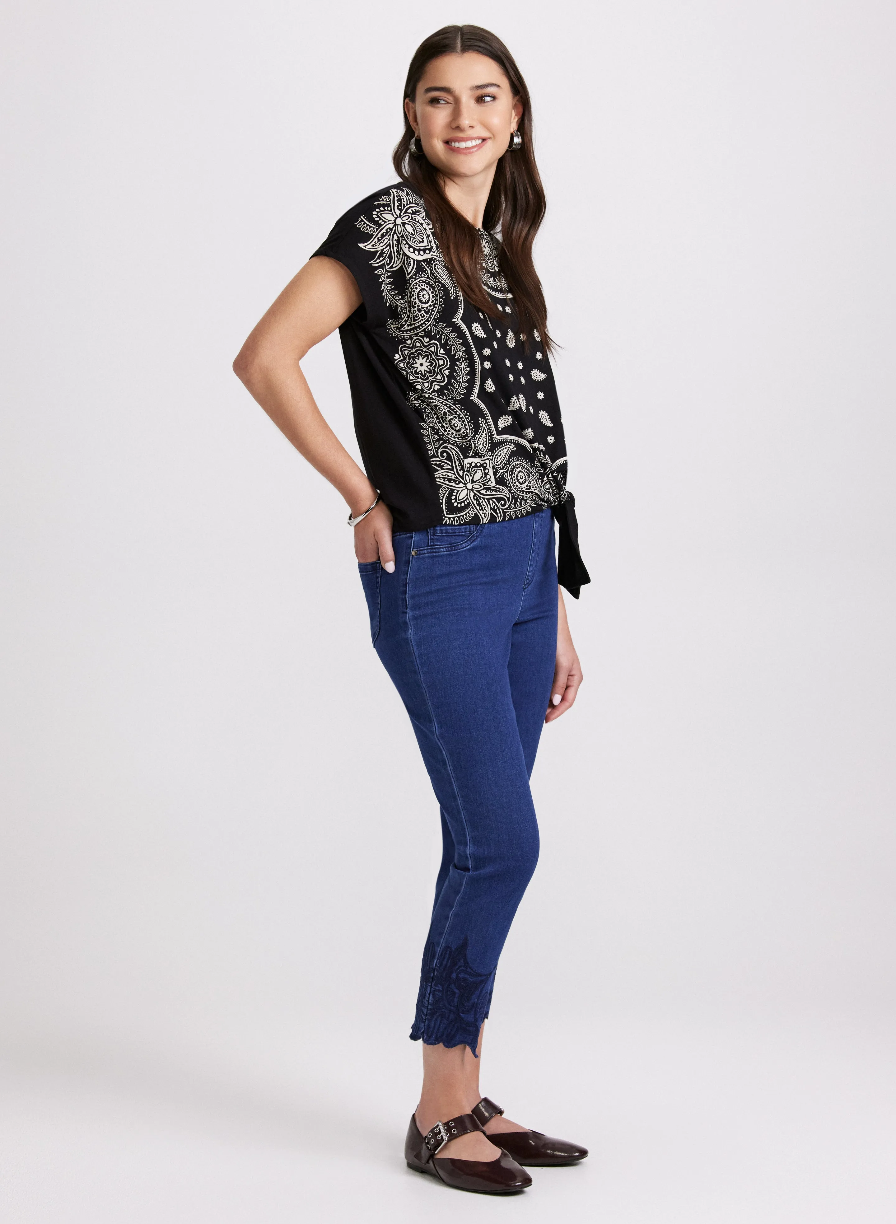 Embroidered Slim-Leg Jeans sold by Laura product image thumbnail 4