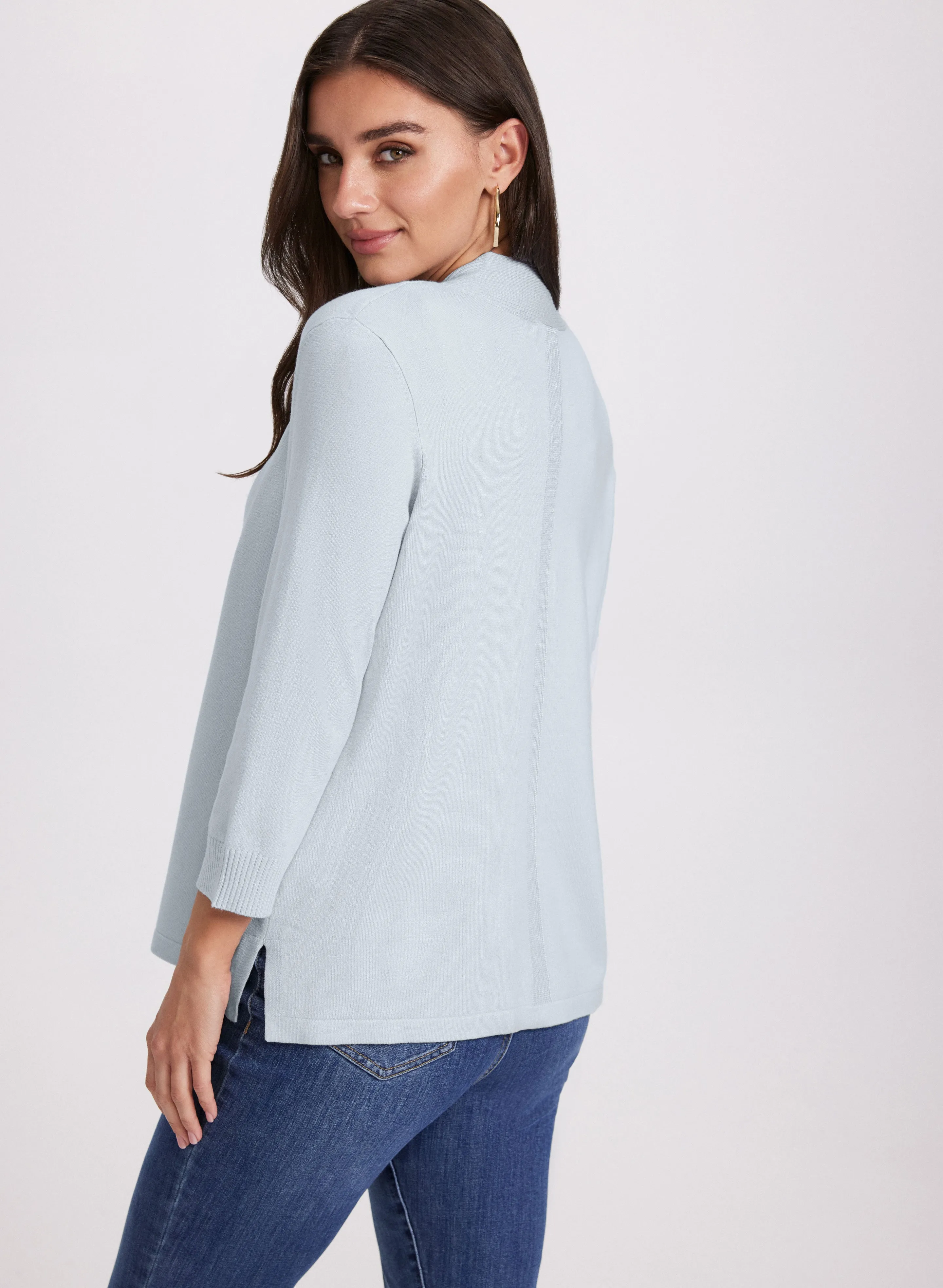 Ribbed Trim Open-Front Cardigan sold by Laura product image thumbnail 3