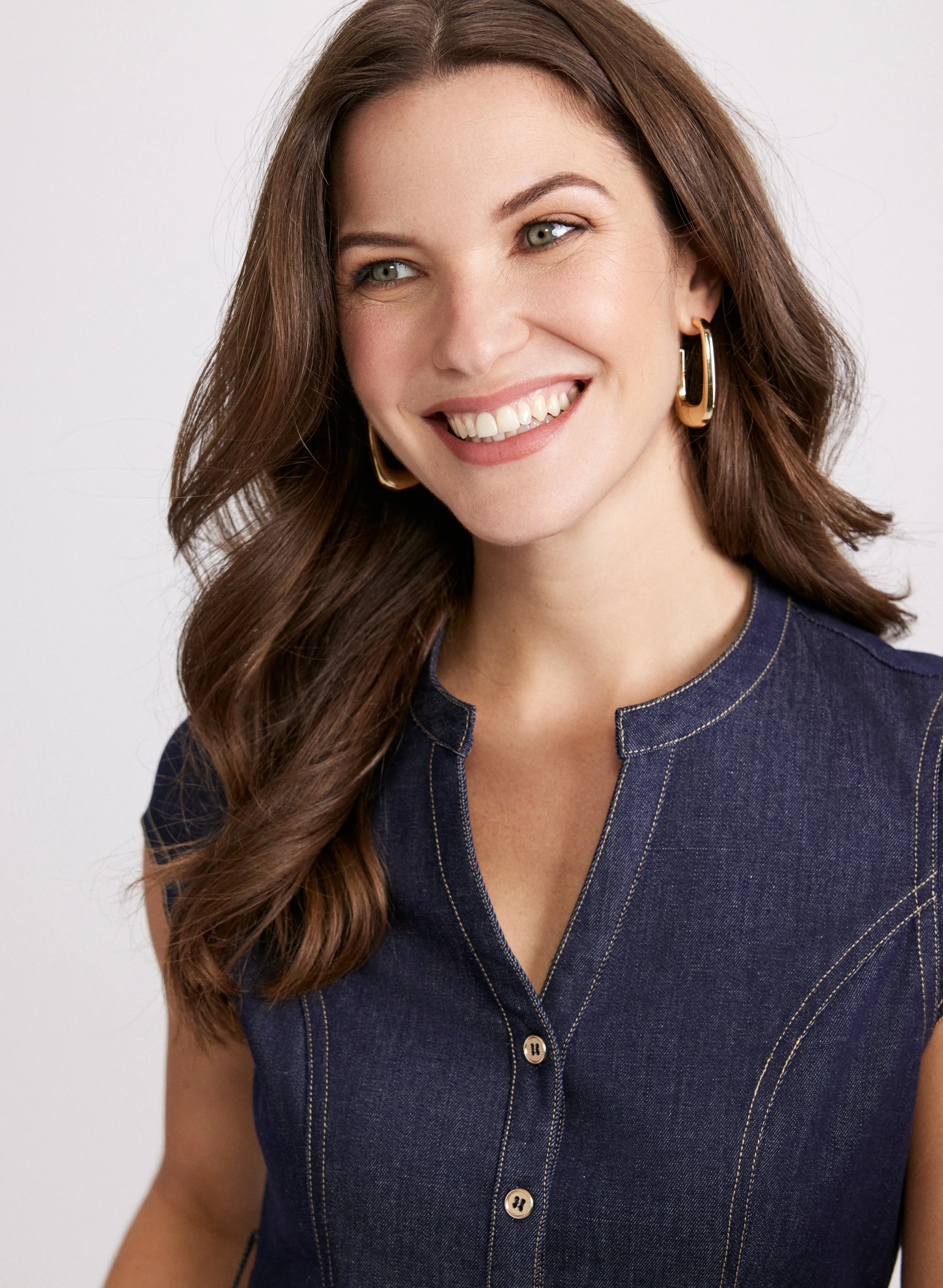 Denim Button-Down Dress sold by Laura product image thumbnail 5