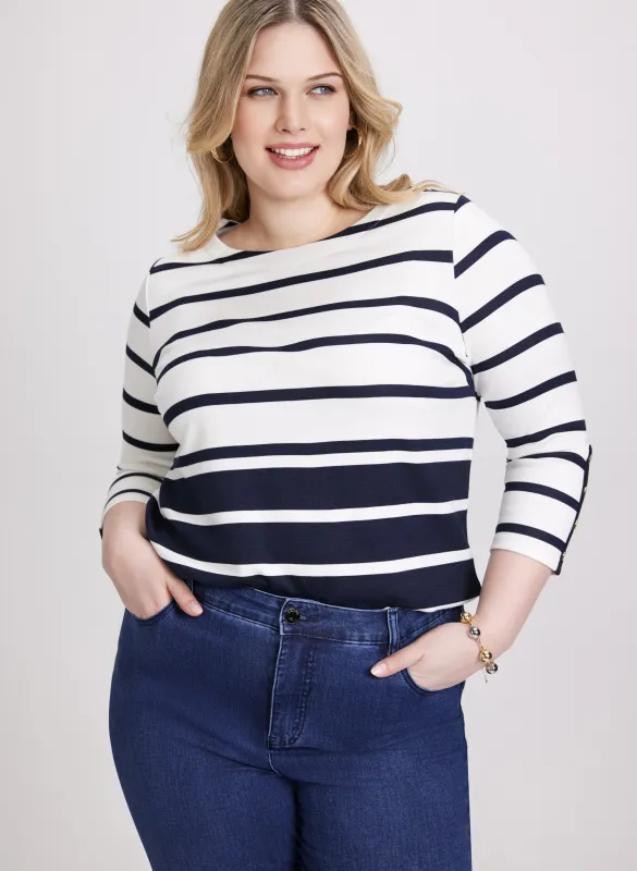 Striped Button Detail Top sold by Laura