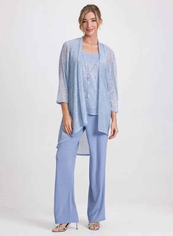 Sequined Jacket, Top & Pants Set sold by Laura