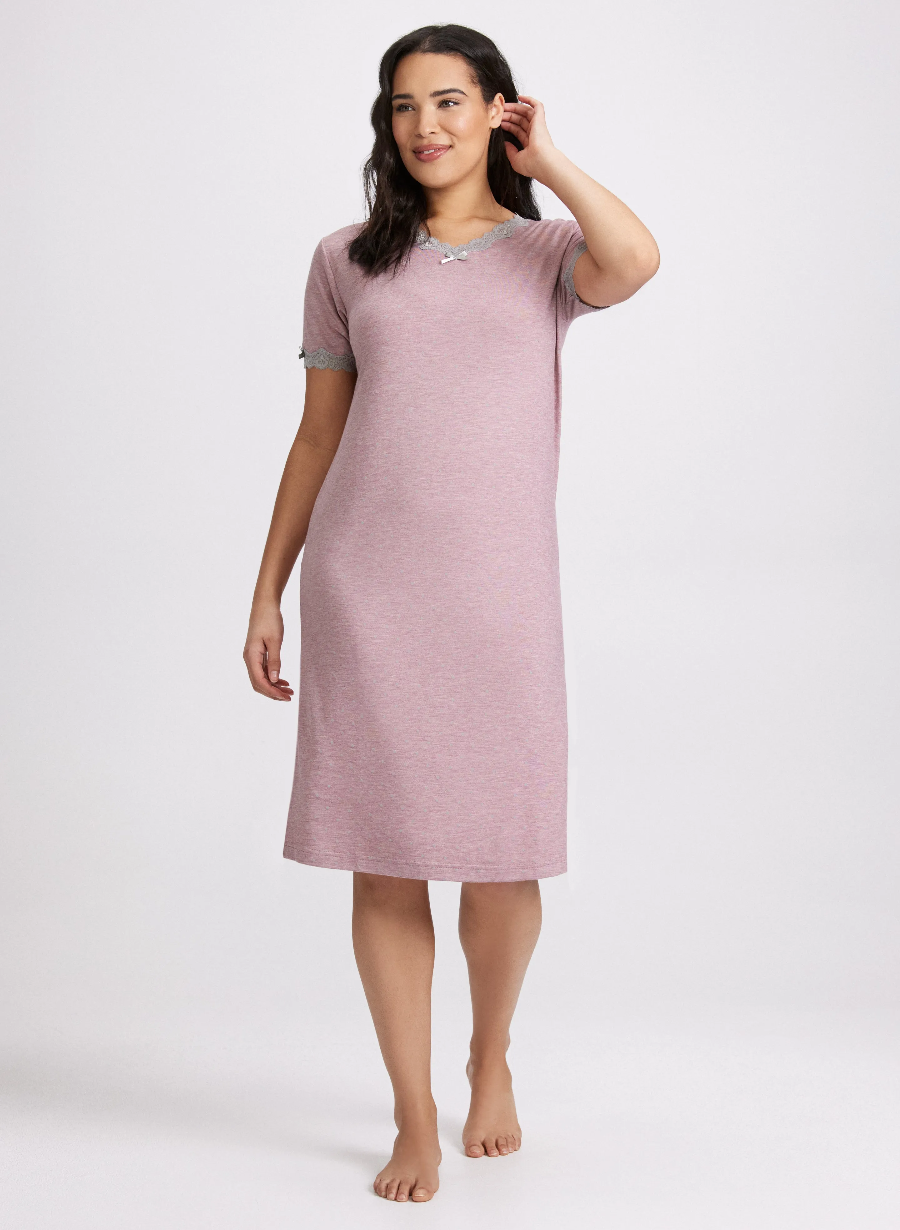 Lace Trim Polka Dot Nightgown sold by Laura