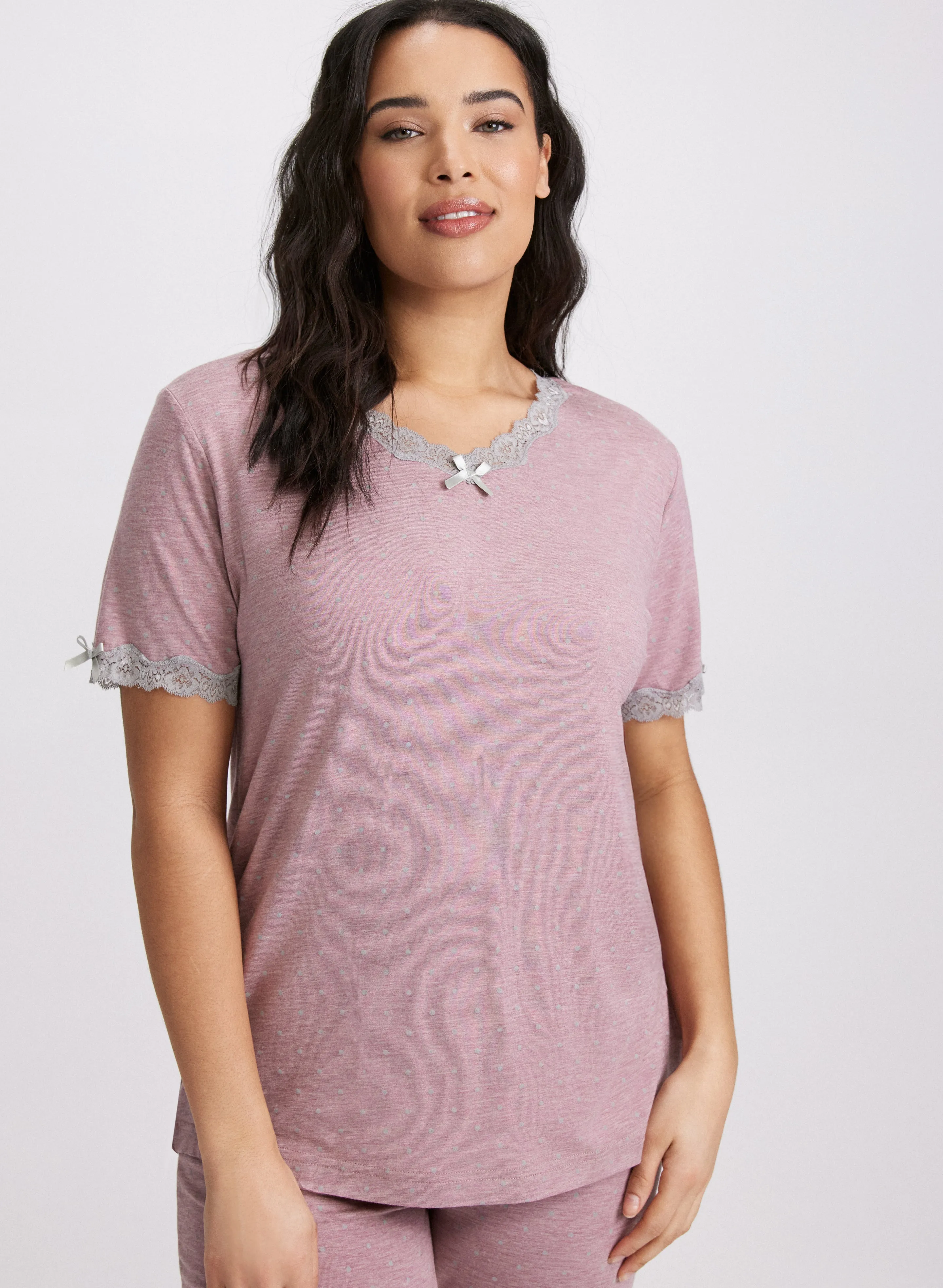 Lace Trim Polka Dot Pyjama Set sold by Laura product image thumbnail 3