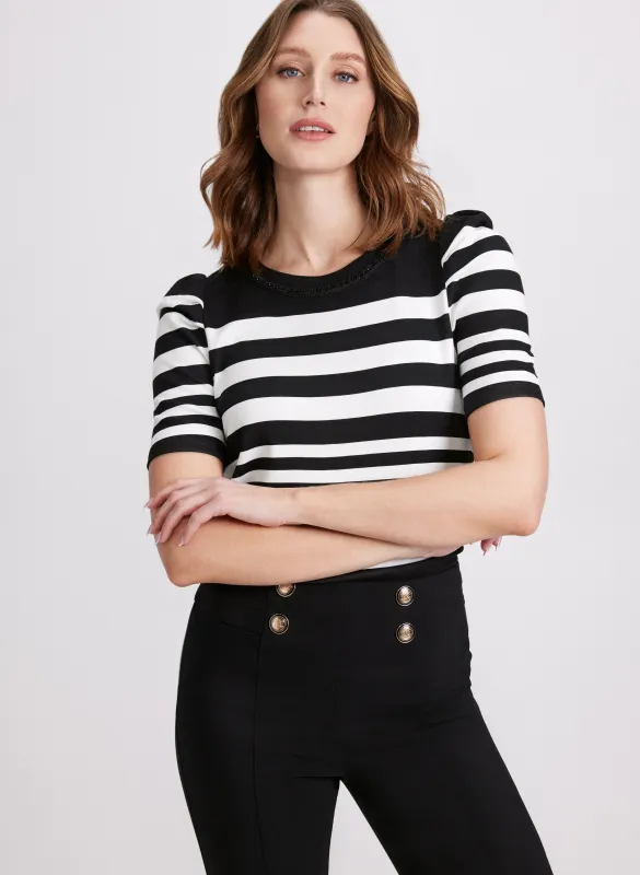 Striped Rhinestone Trim Top sold by Laura