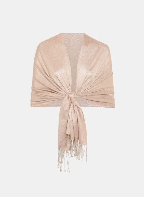Fringe Hem Metallic Wrap sold by Laura