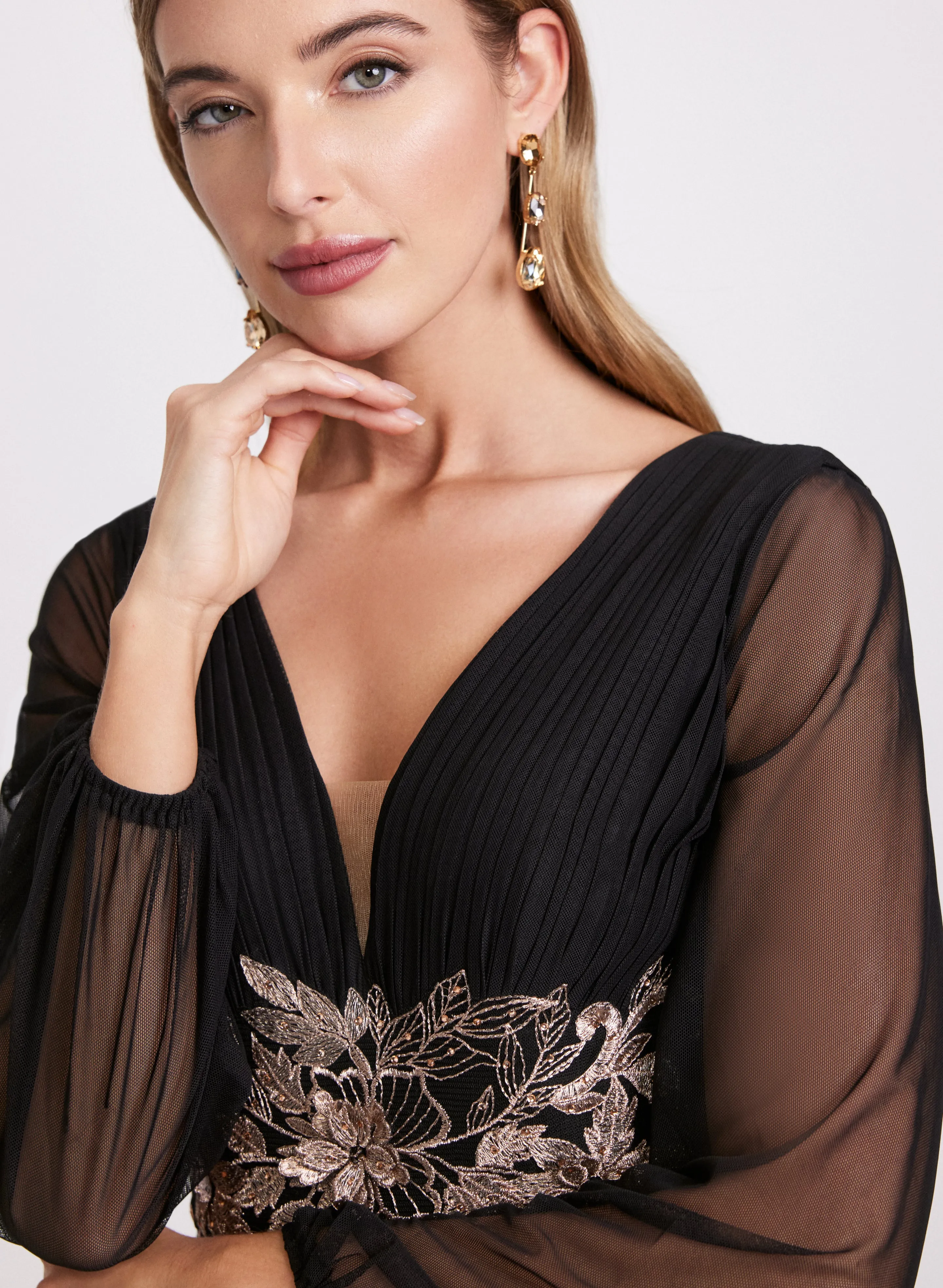 Metallic Floral Embroidered Dress sold by Laura product image thumbnail 5