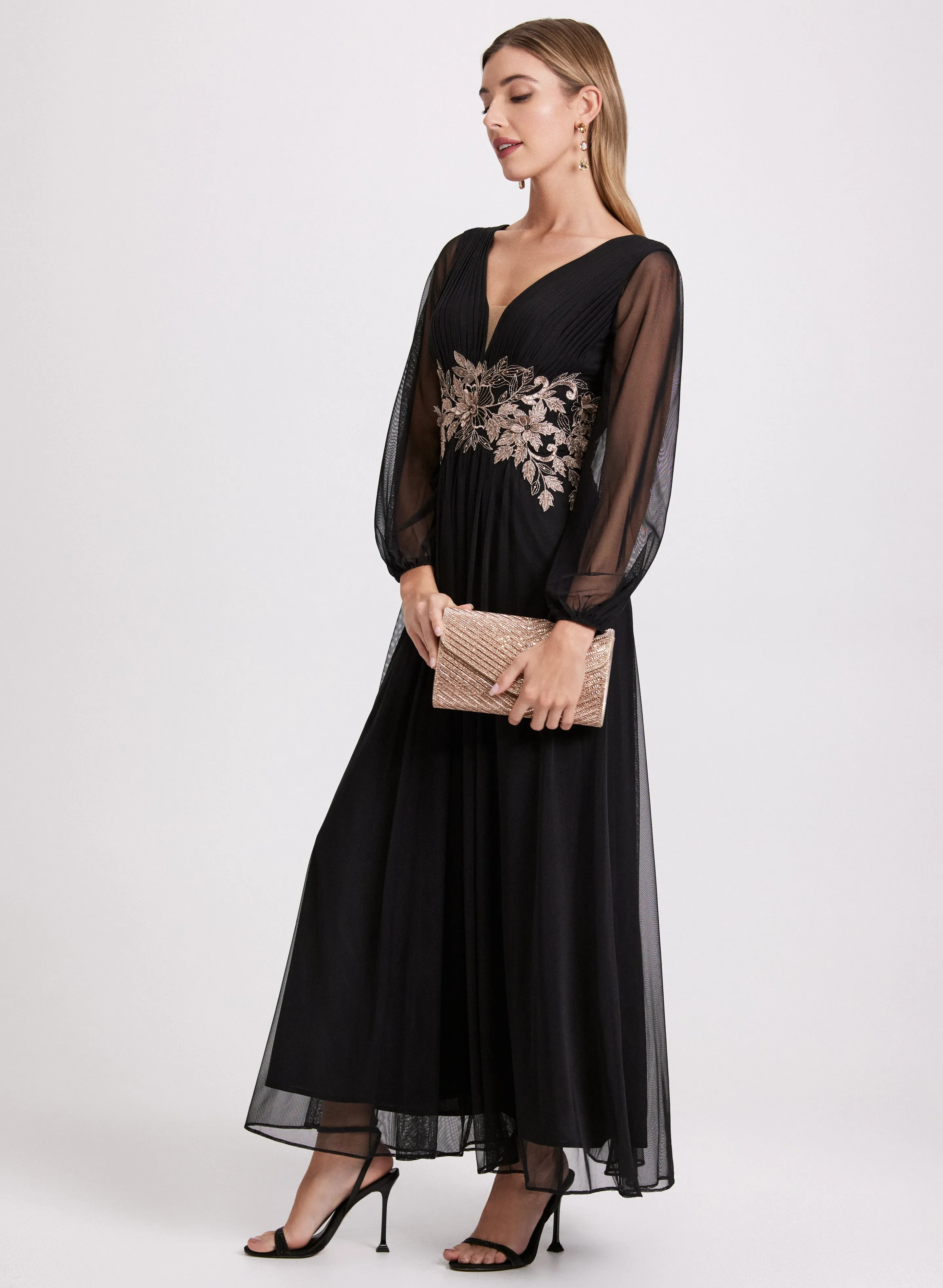 Metallic Floral Embroidered Dress sold by Laura product image thumbnail 2