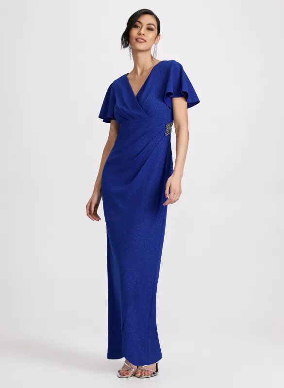 Flutter Sleeve Wrap-Over Dress sold by Laura