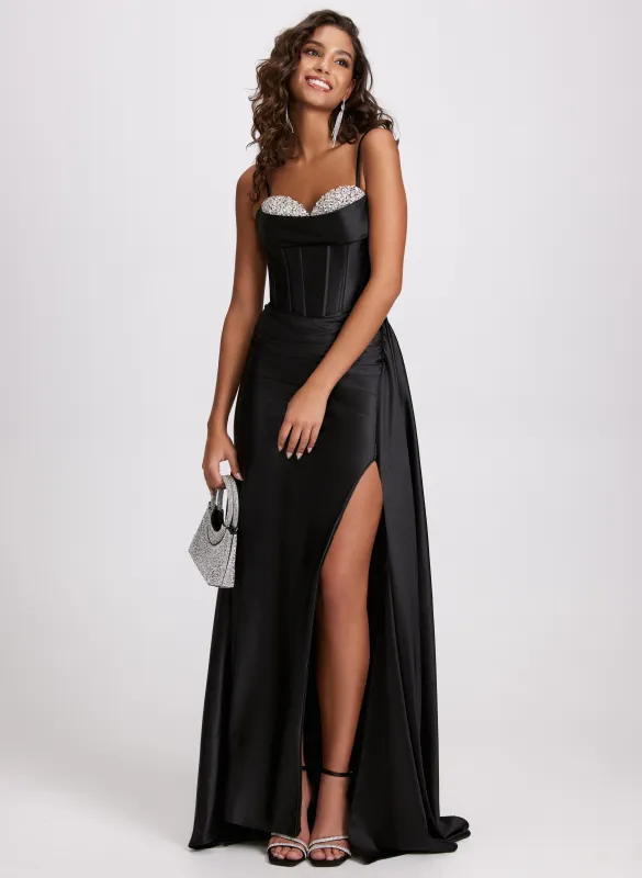 Rhinestone Detail Satin Dress sold by Laura