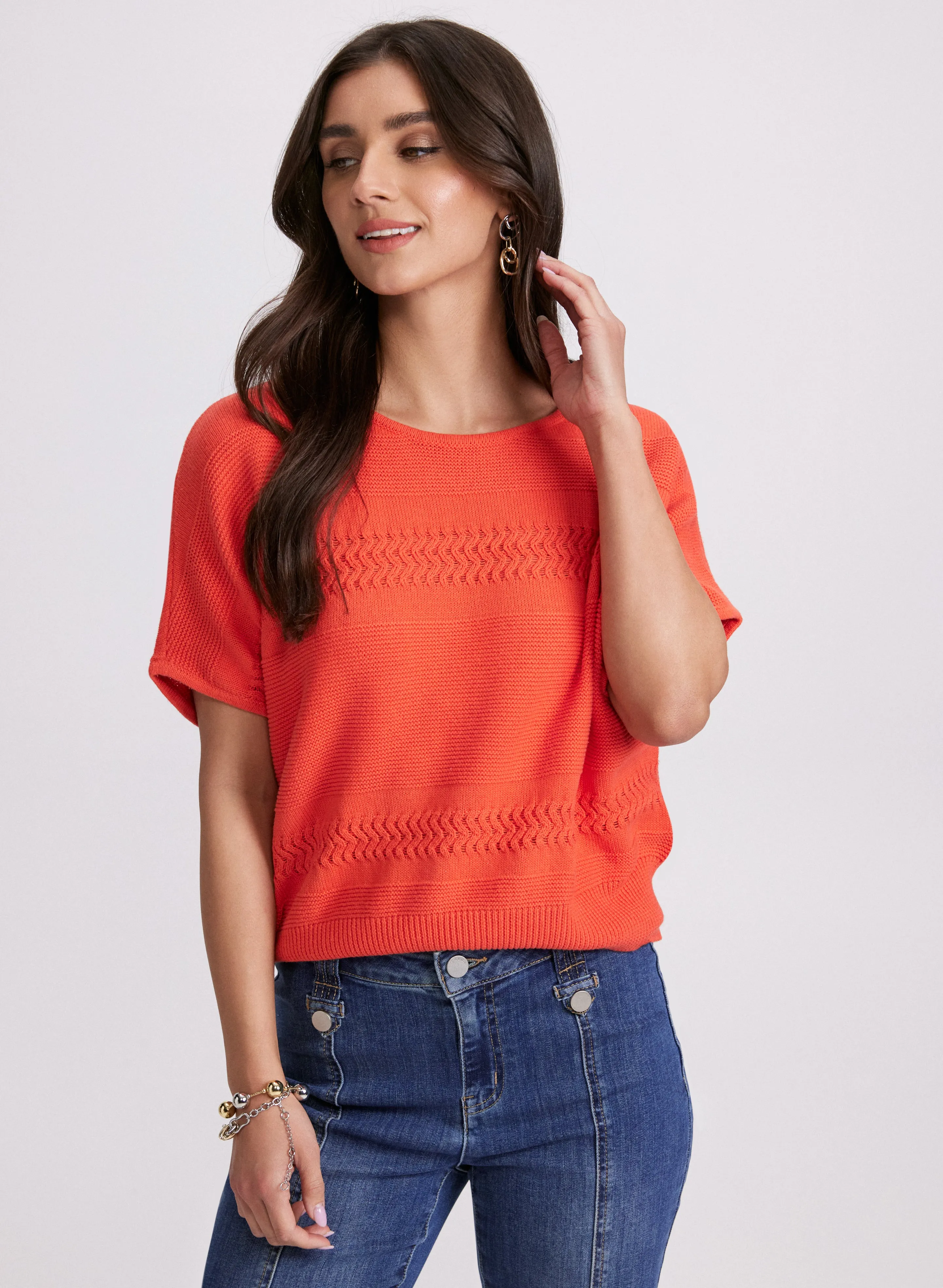 Mixed Knit Dolman Sweater sold by Laura