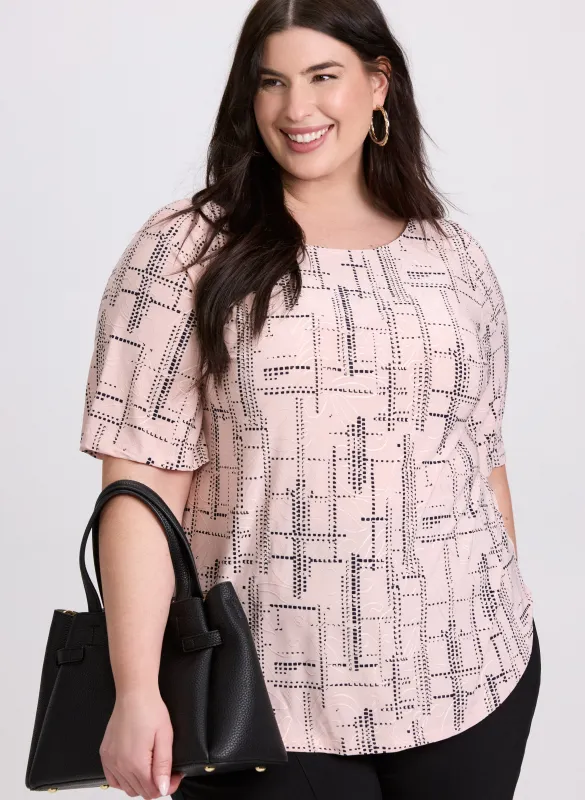 Abstract Grid Print Top sold by Laura