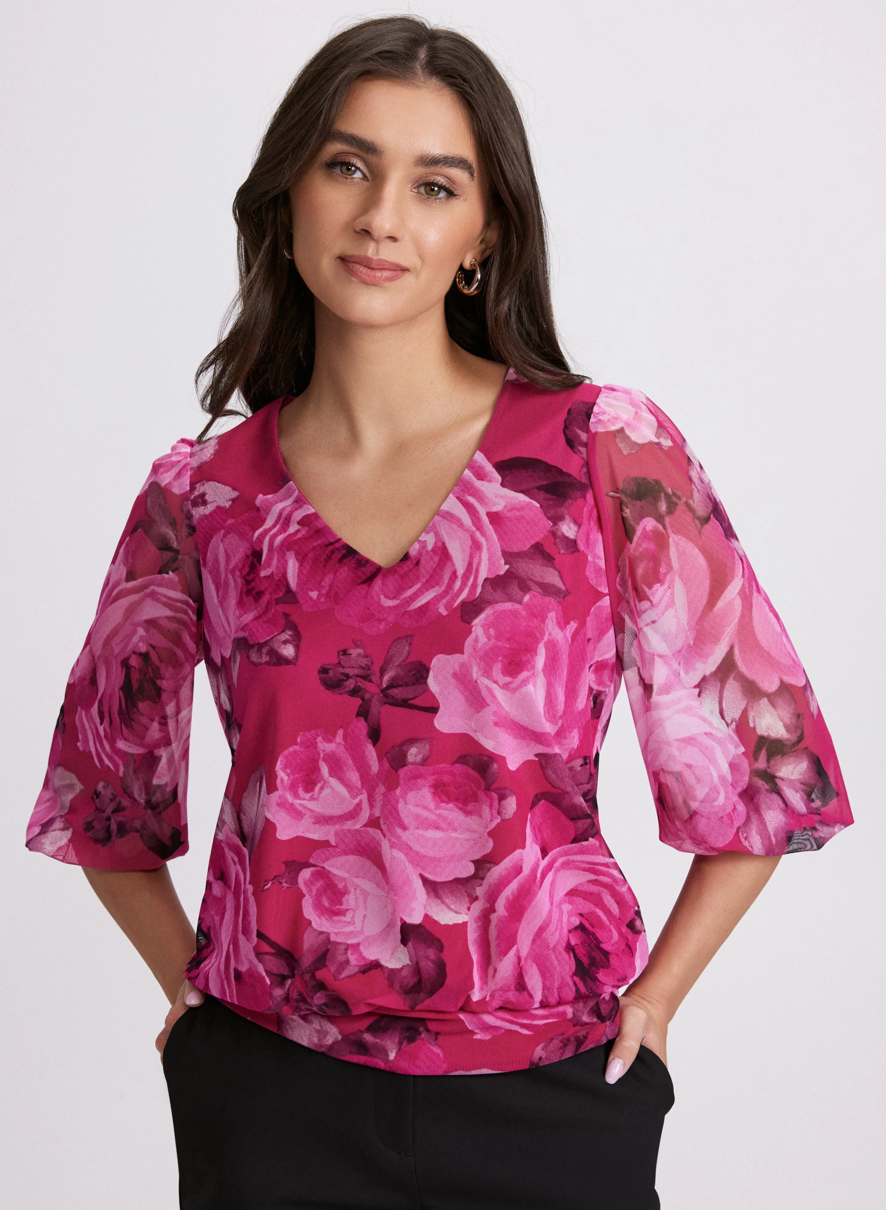 Mesh Rose Print Top sold by Laura product image thumbnail 2