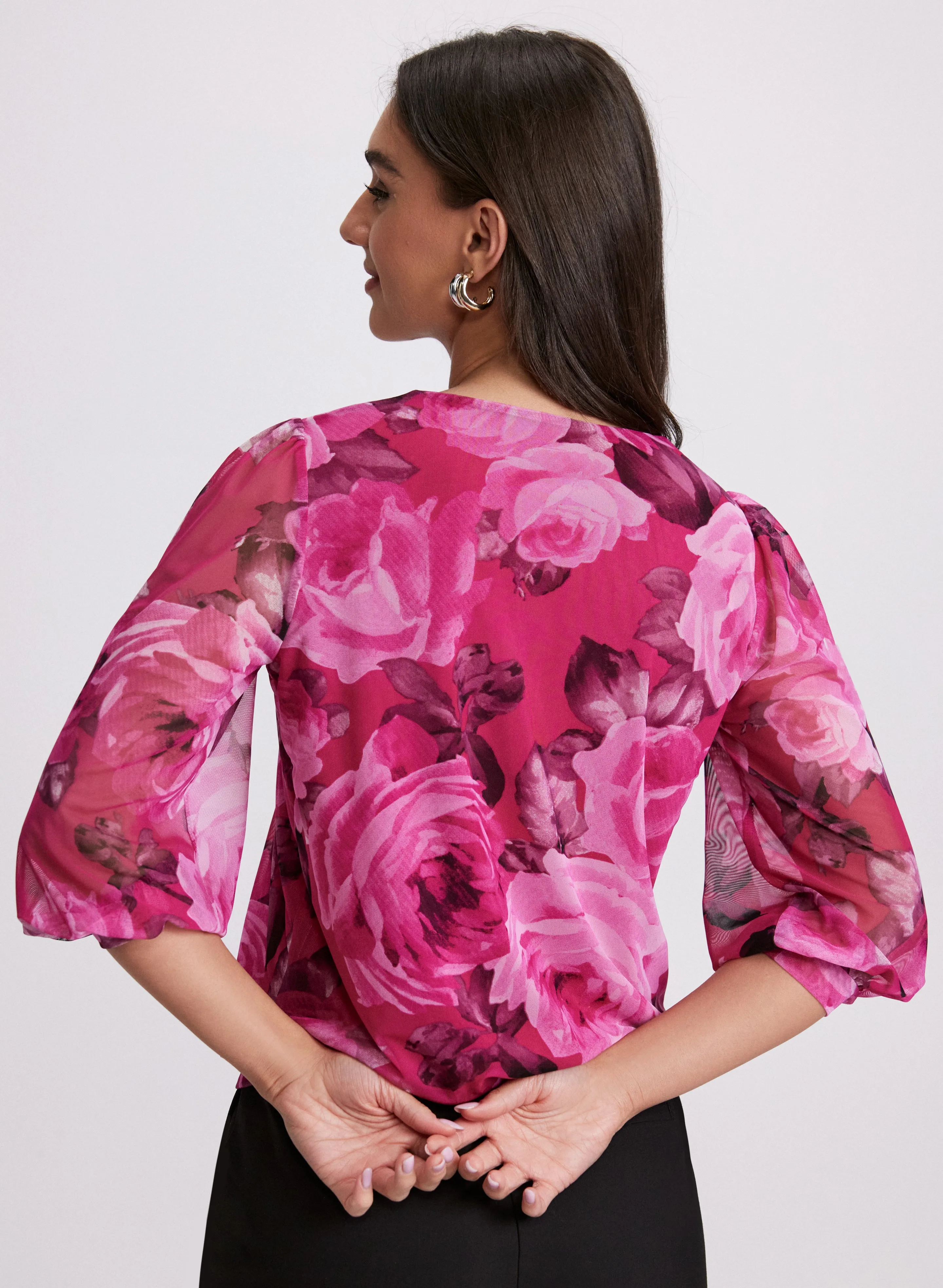 Mesh Rose Print Top sold by Laura product image thumbnail 4